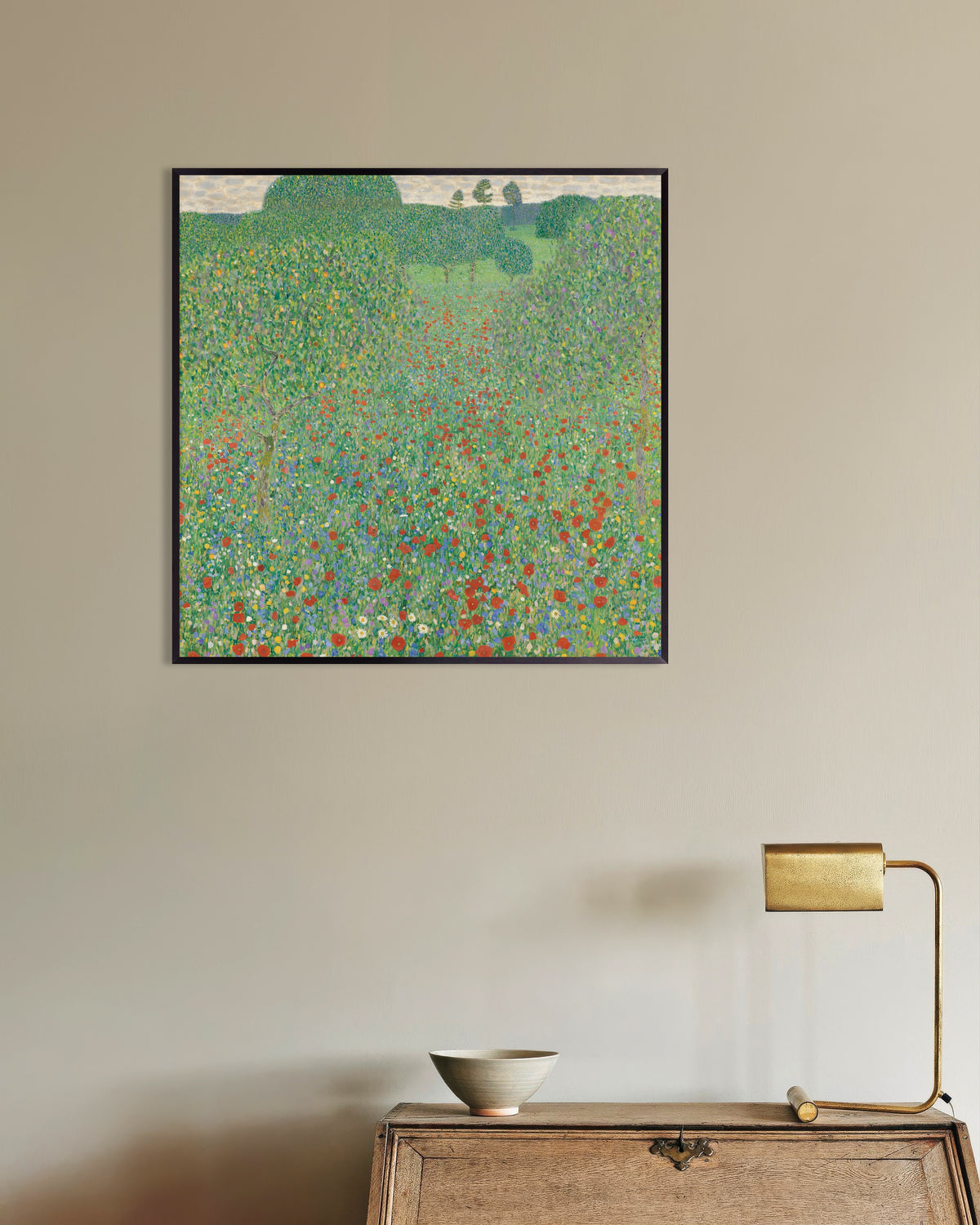 Póster Campo de amapolas (1907), de Gustav Klimt, con marco metálico