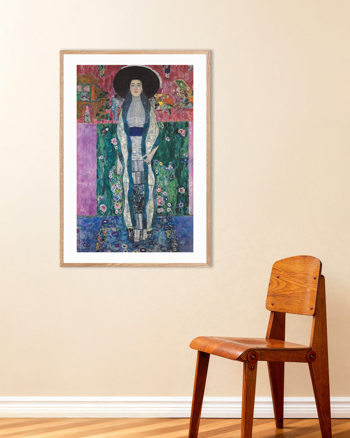 Póster Retrato de Adele Bloch-Bauer II (1912), de Gustav Klimt, con marco de madera natural