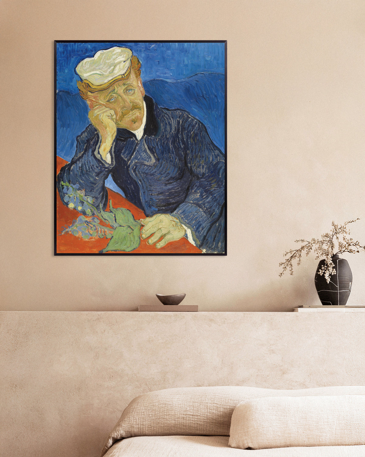 Póster de Retrato del doctor Paul Gachet (1890), de Vincent van Gogh, con marco metálico