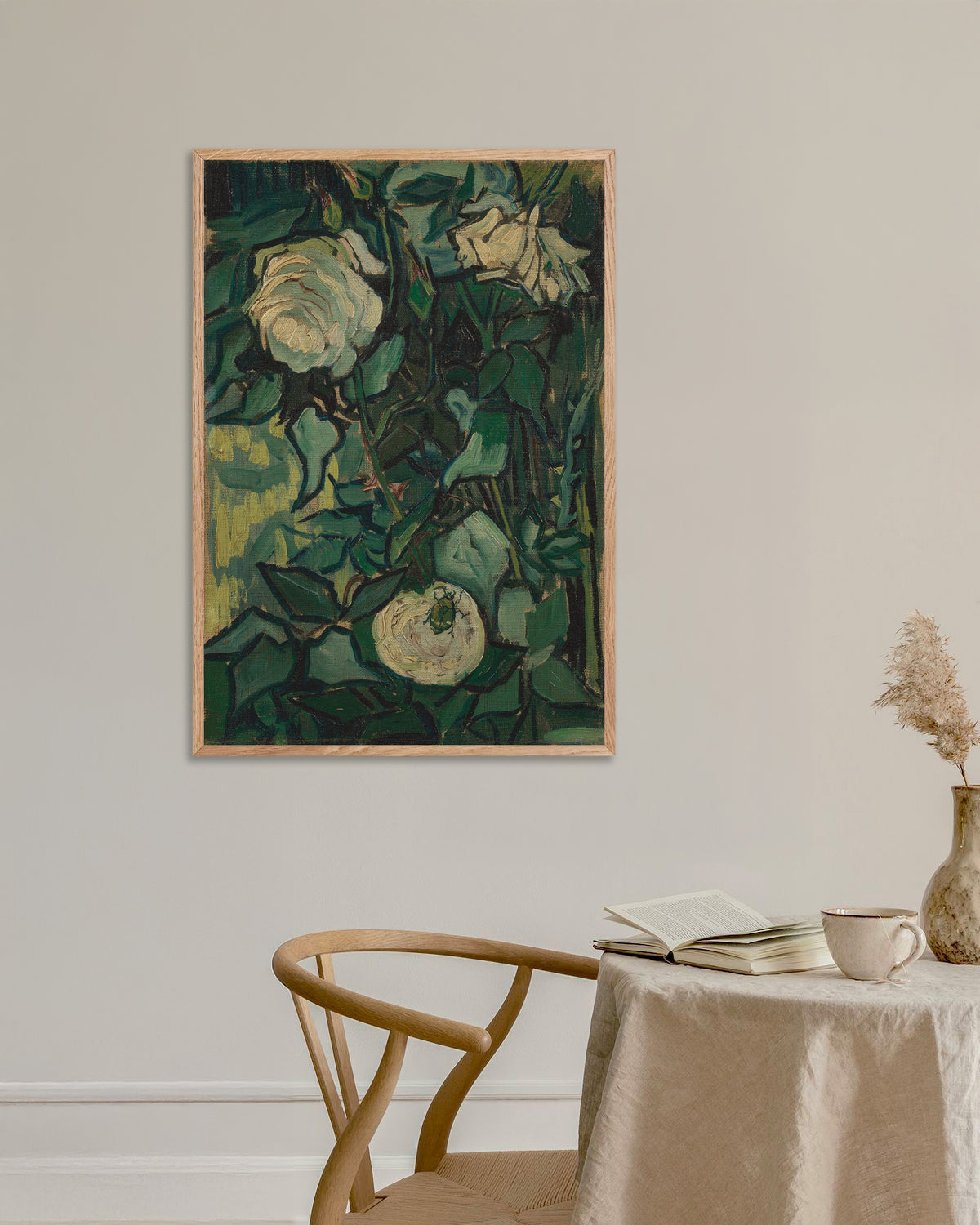 Póster de Rosal con un escarabajo (1889), de Vincent van Gogh, con marco de madera natural