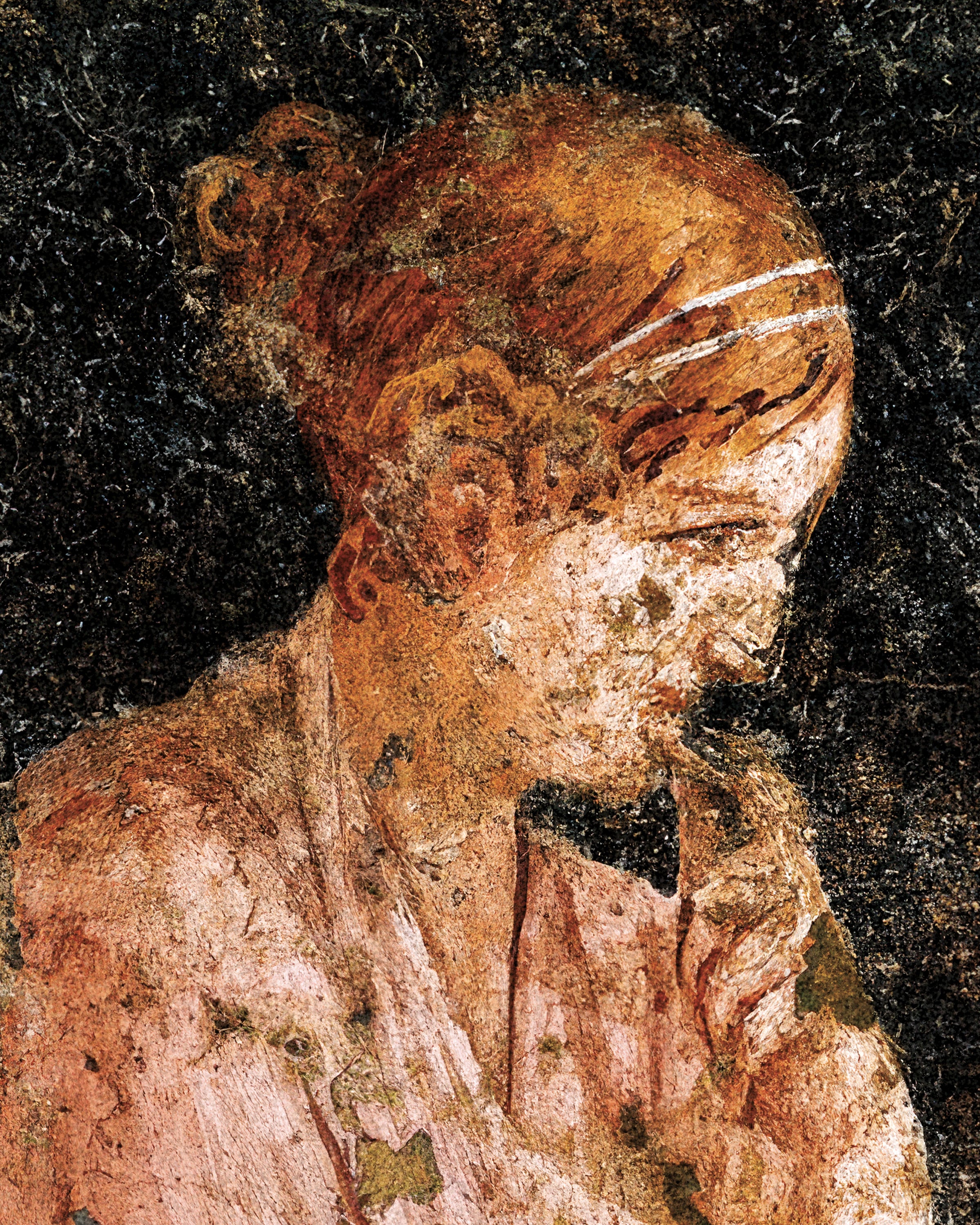 Póster detalle del fresco de mujer sentada