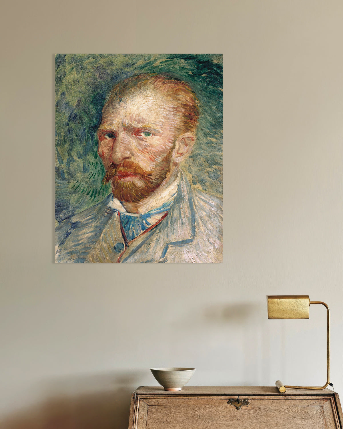 Póster de Autorretrato sobre fondo verde (1886), de Vincent van Gogh