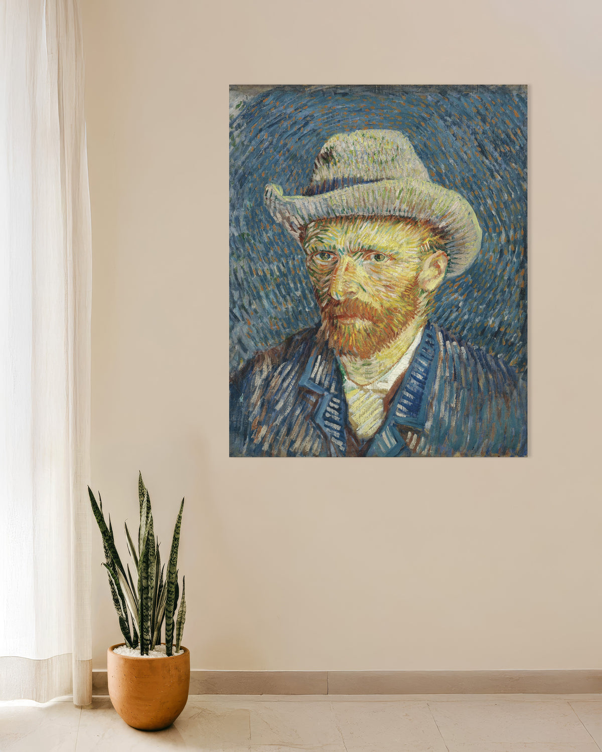 Póster de Autorretrato con sombrero de fieltro gris (1887), de Vincent van Gogh