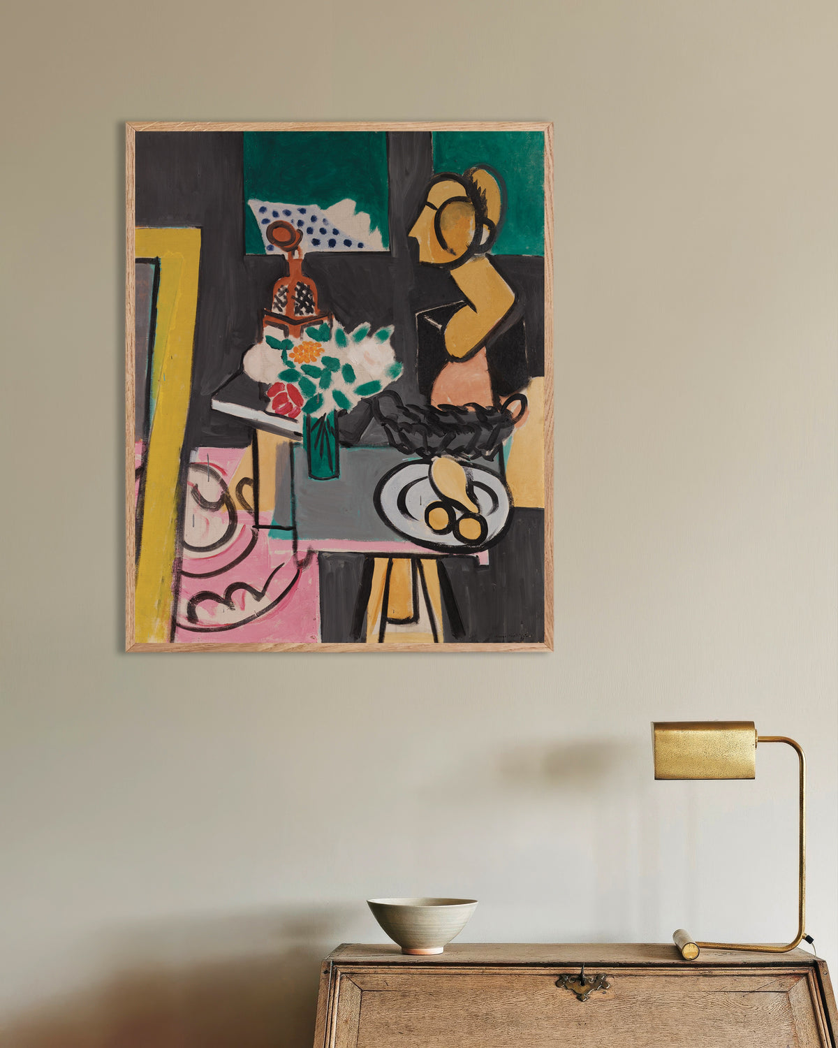 Póster de Bodegón con calabazas (1916), de Henri Matisse, con marco de madera natural