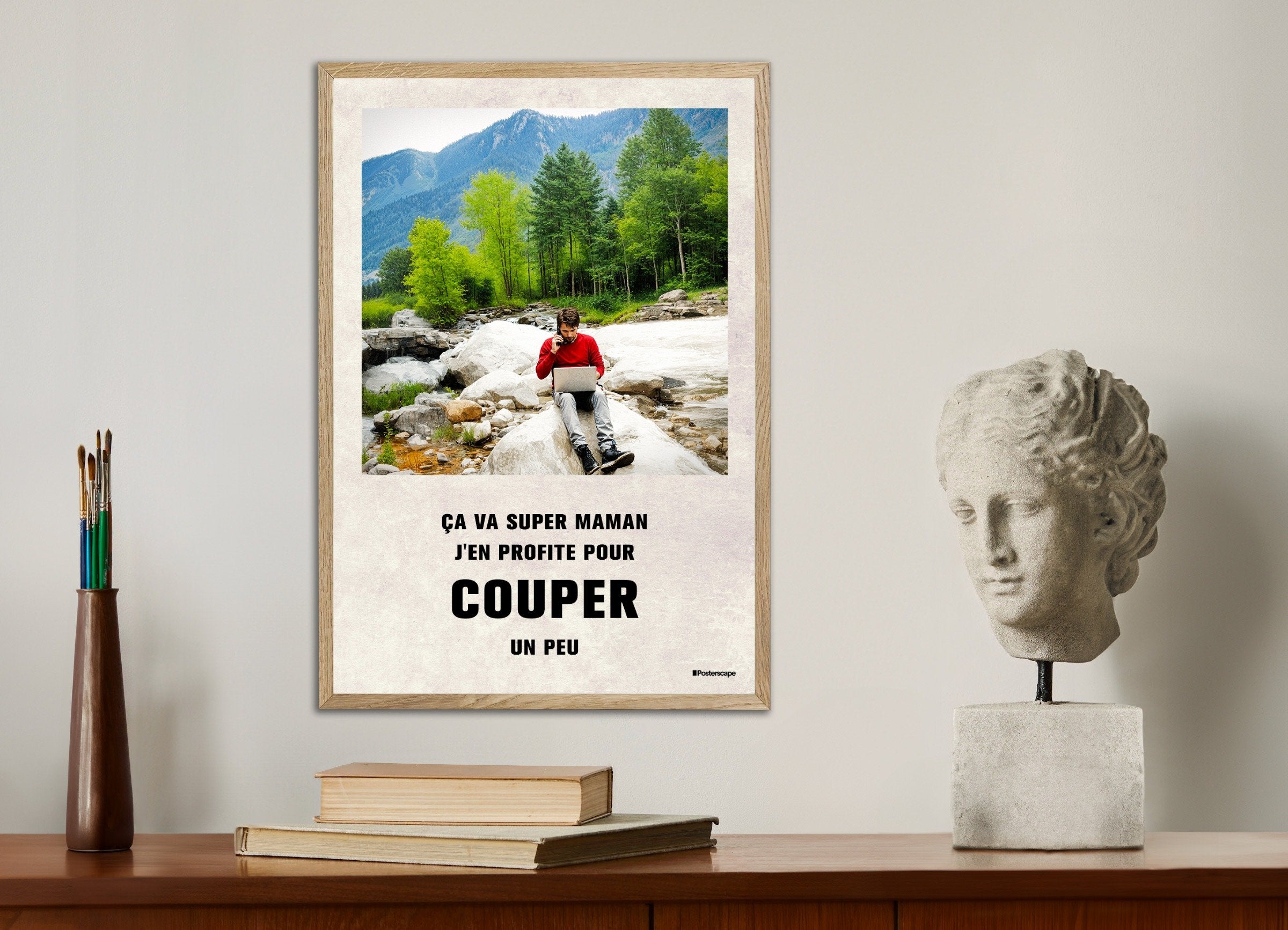 Poster of Taking a break - Demotivational Poster, with natural wooden frame