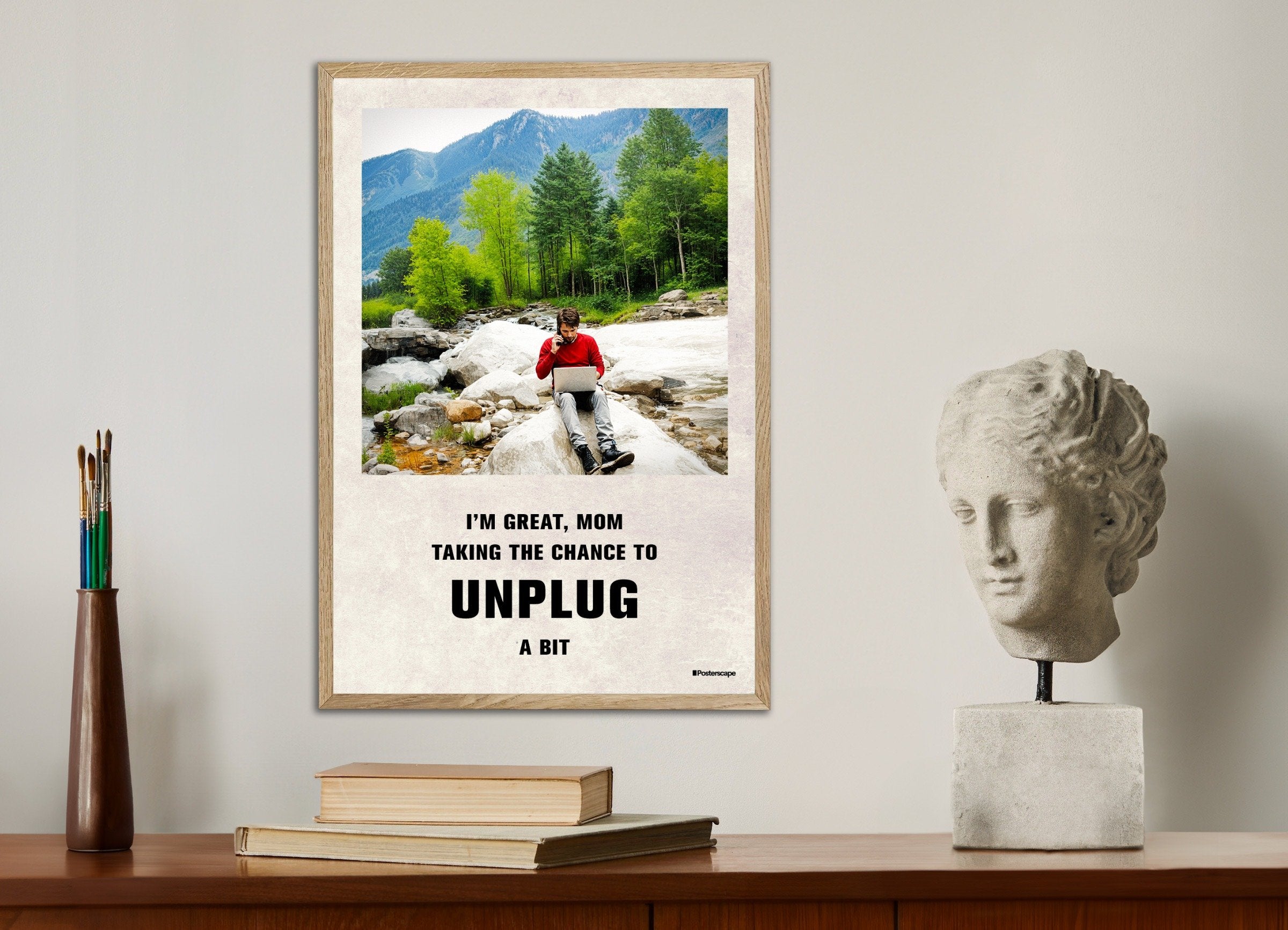 Poster of Taking a break - Demotivational Poster, with natural wooden frame