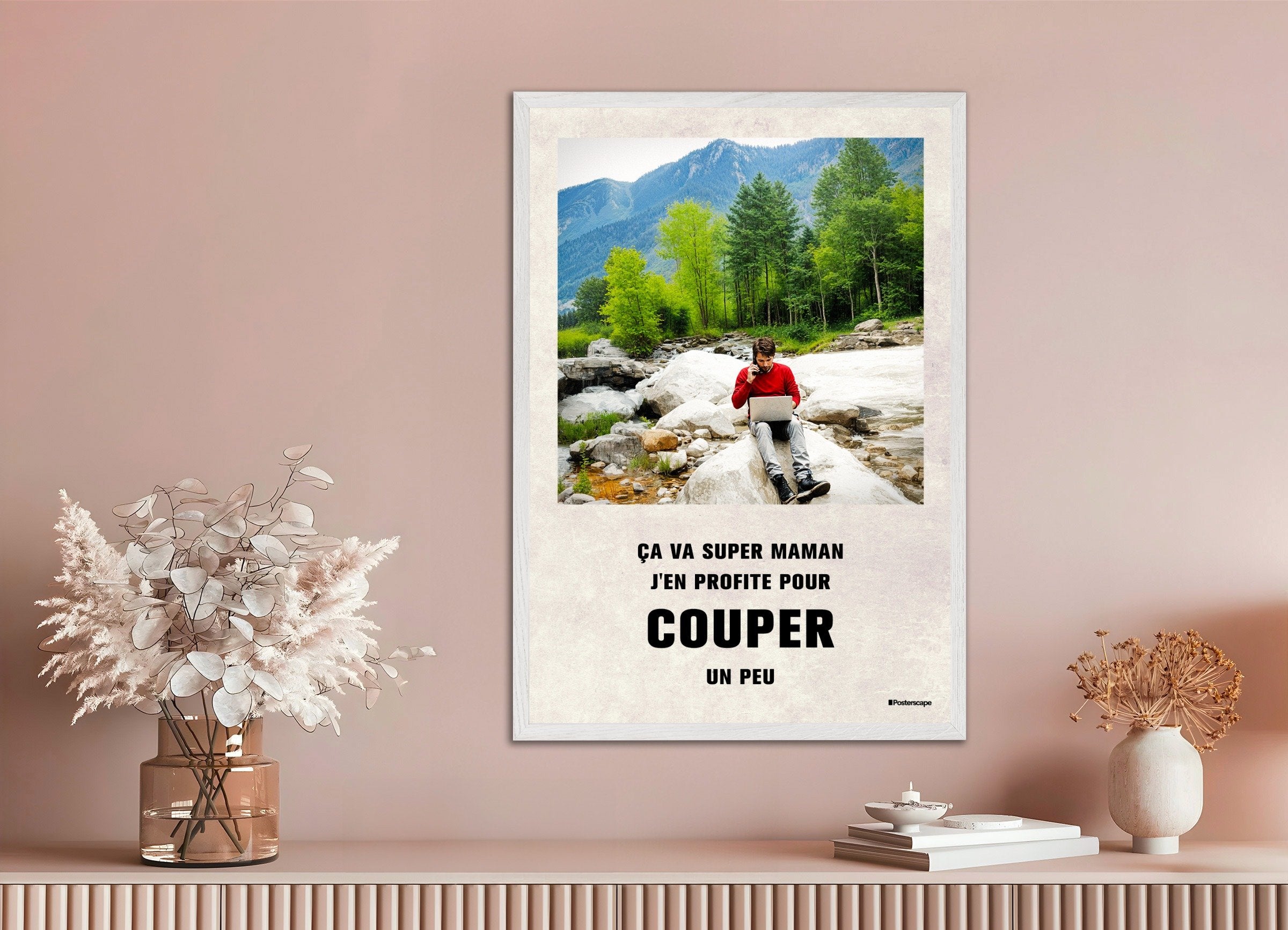 Poster of Taking a break - Demotivational Poster, with white wooden frame