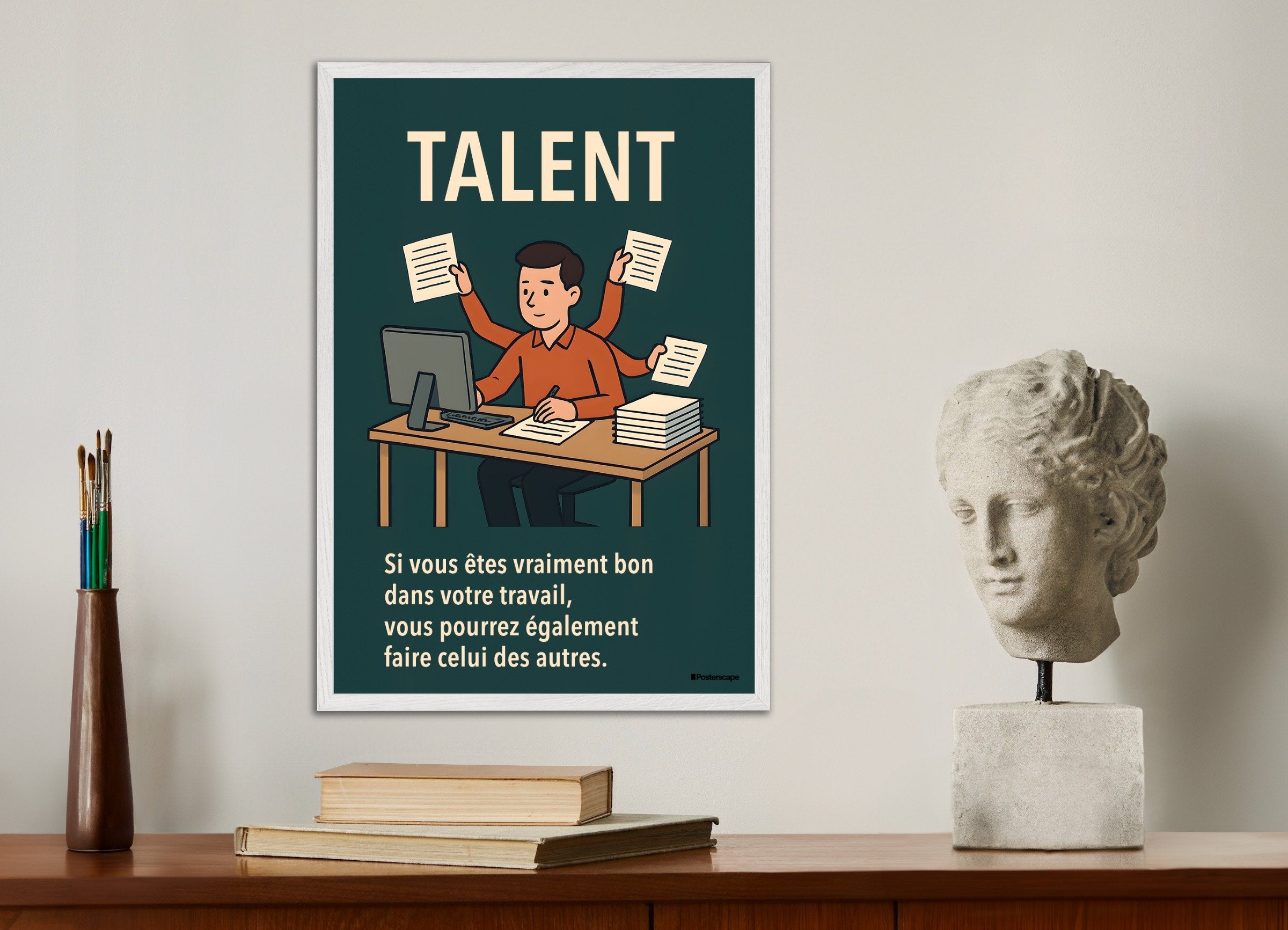 Poster of Talent - Demotivational Poster, with white wooden frame