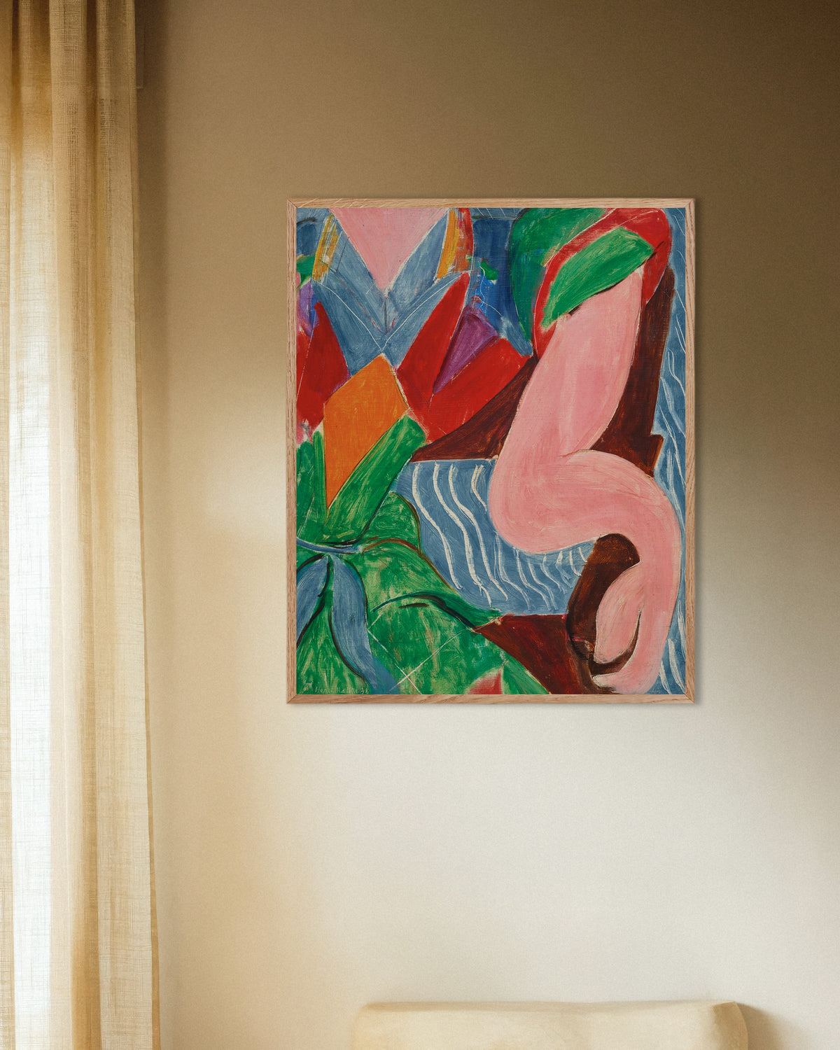Póster de El brazo (1938), de Henri Matisse, con marco de madera natural
