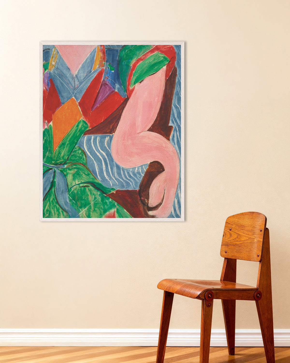 Póster de El brazo (1938), de Henri Matisse, con marco de madera blanco