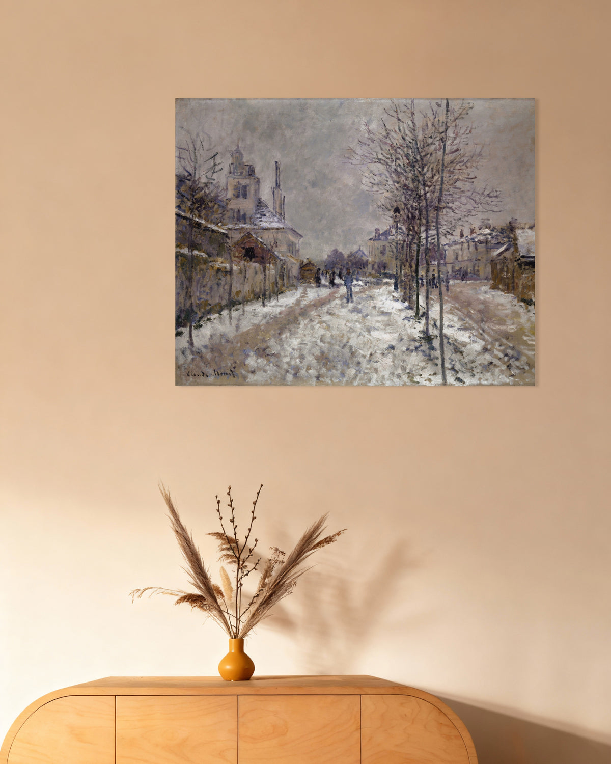 Póster El bulevar de Pontoise en Argenteuil, nieve (1875), de Claude Monet