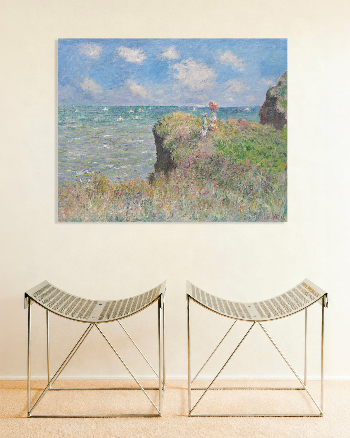 Póster Paseo por el acantilado en Pourville (1882), de Claude Monet