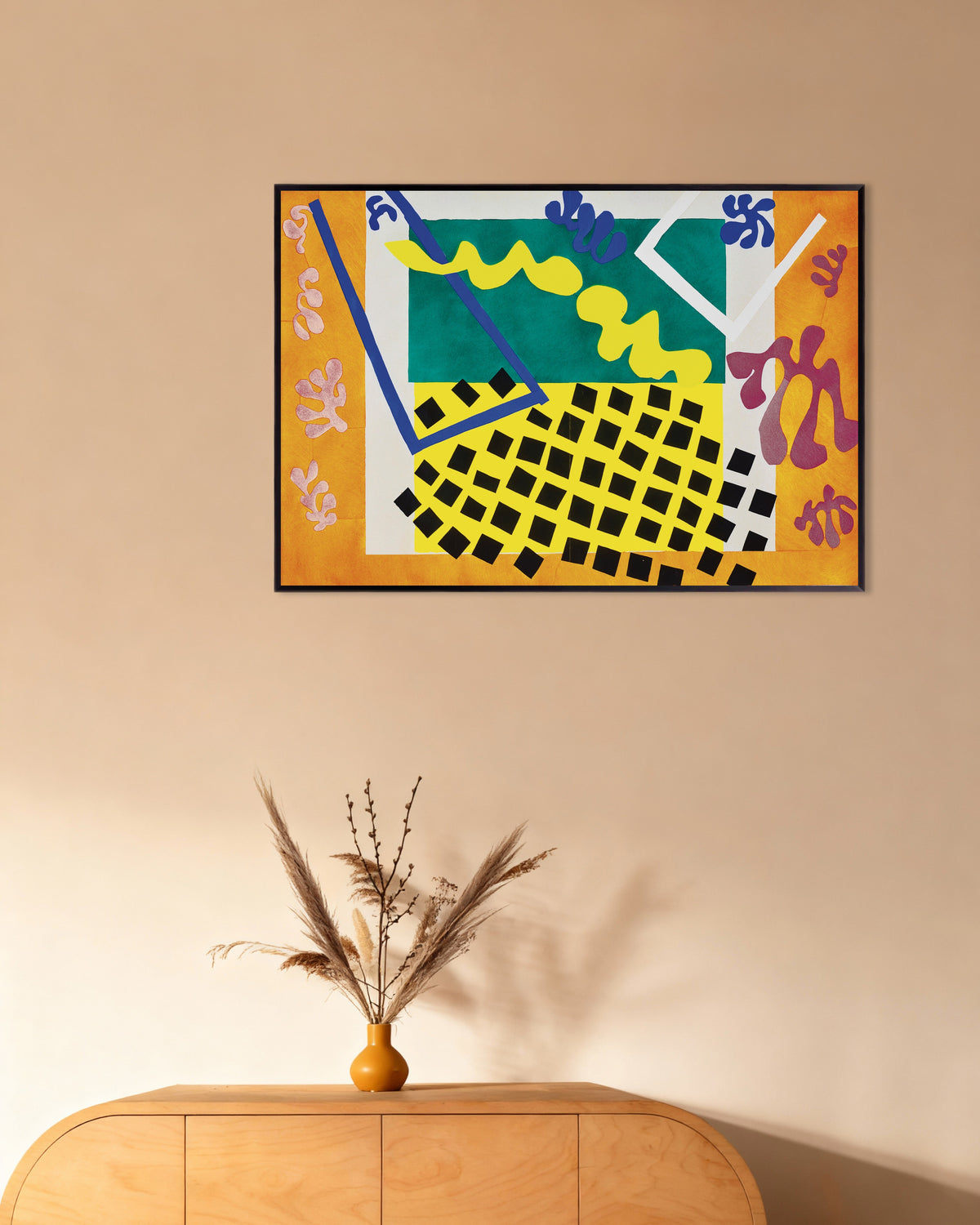 Póster de Los Codomas (Jazz, 1947), de Henri Matisse, con marco metálico