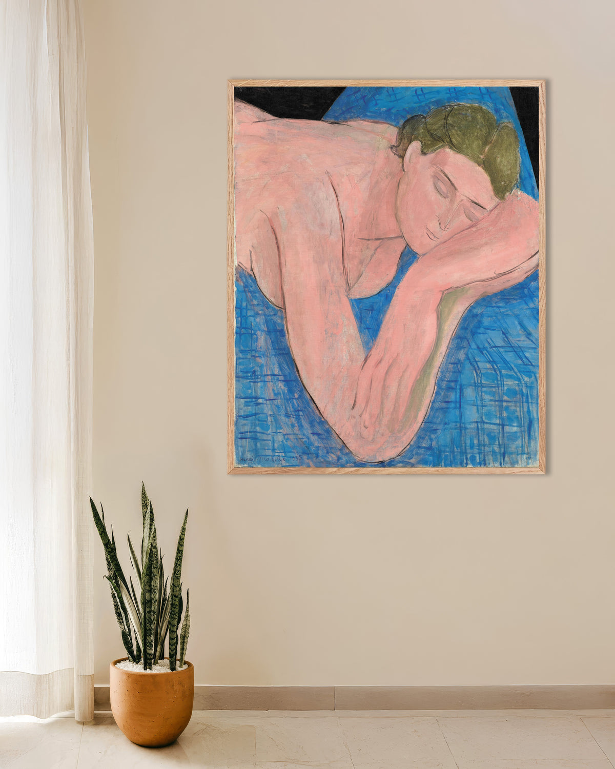 Póster de El sueño (1935), de Henri Matisse, póster con marco de madera natural