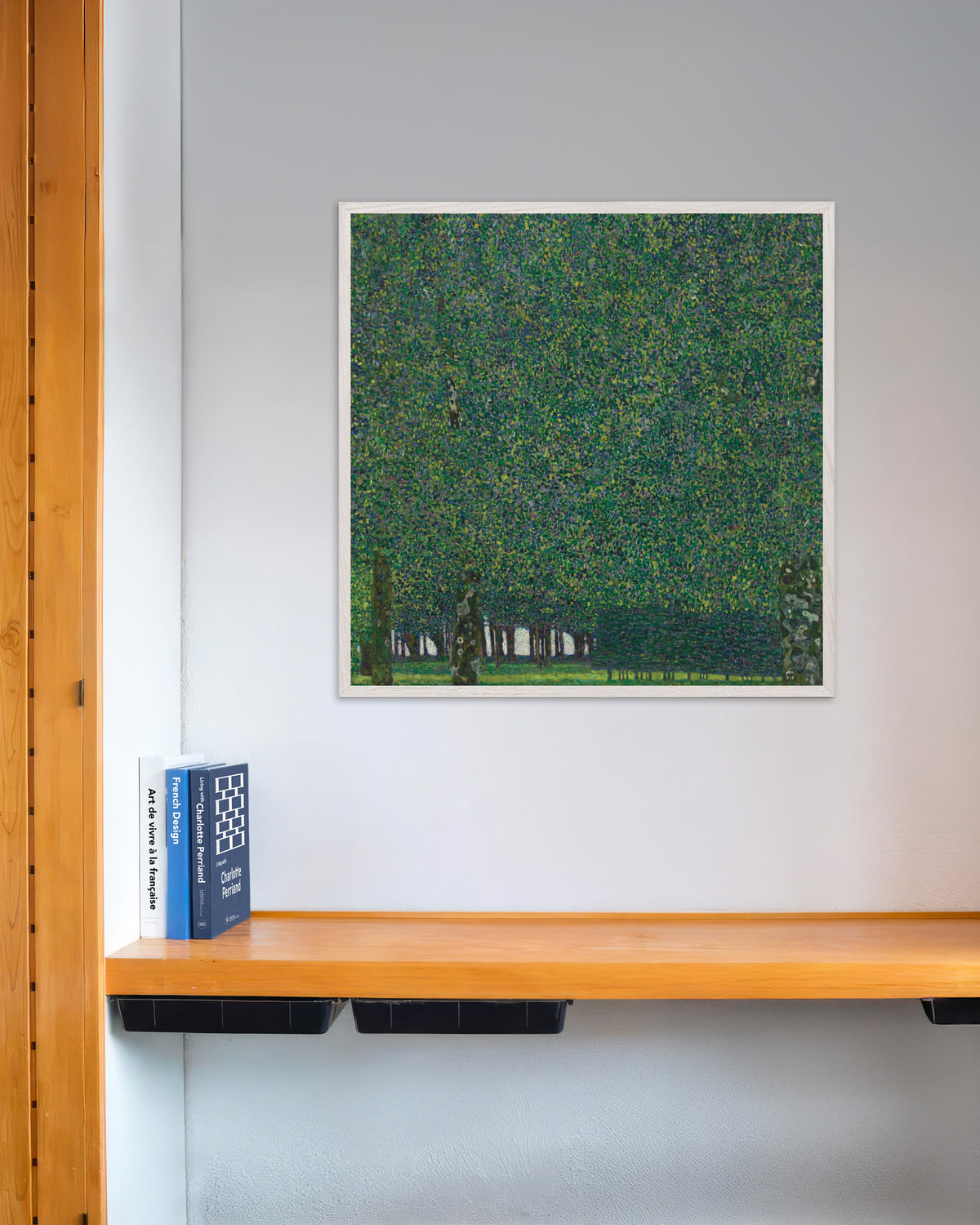 Póster El parque (hacia 1910–1911), de Gustav Klimt, con marco de madera blanca