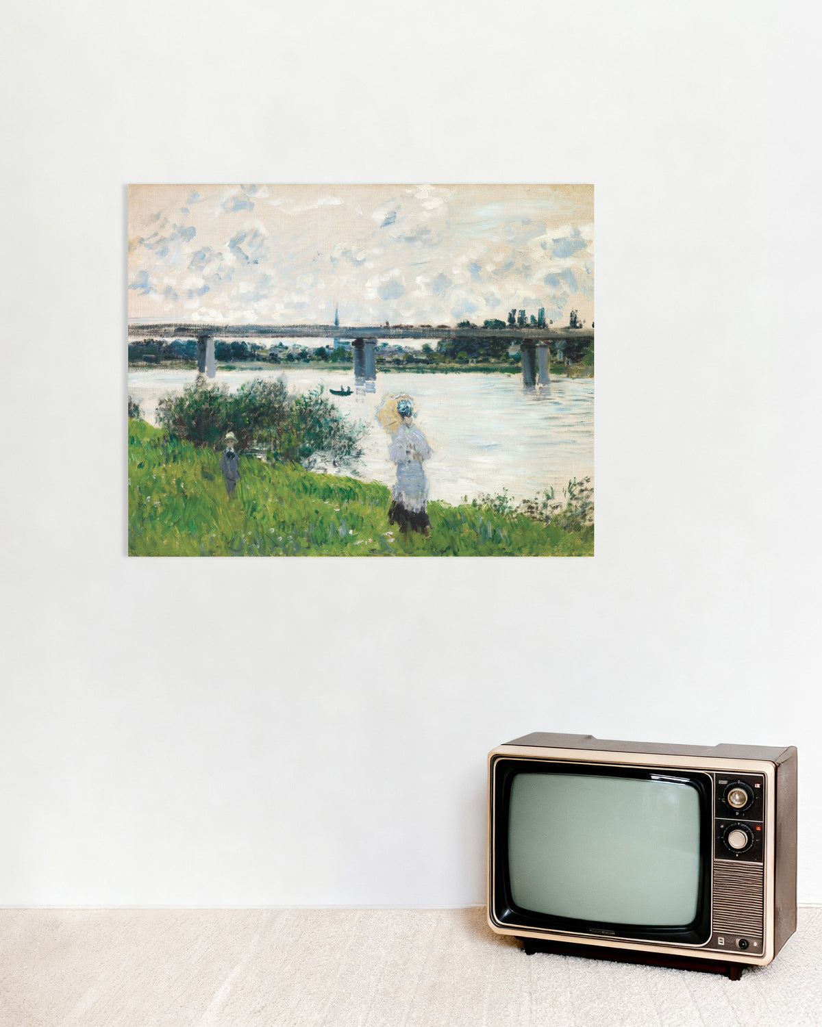 Póster El paseo con el puente del ferrocarril, Argenteuil (1874), de Claude Monet