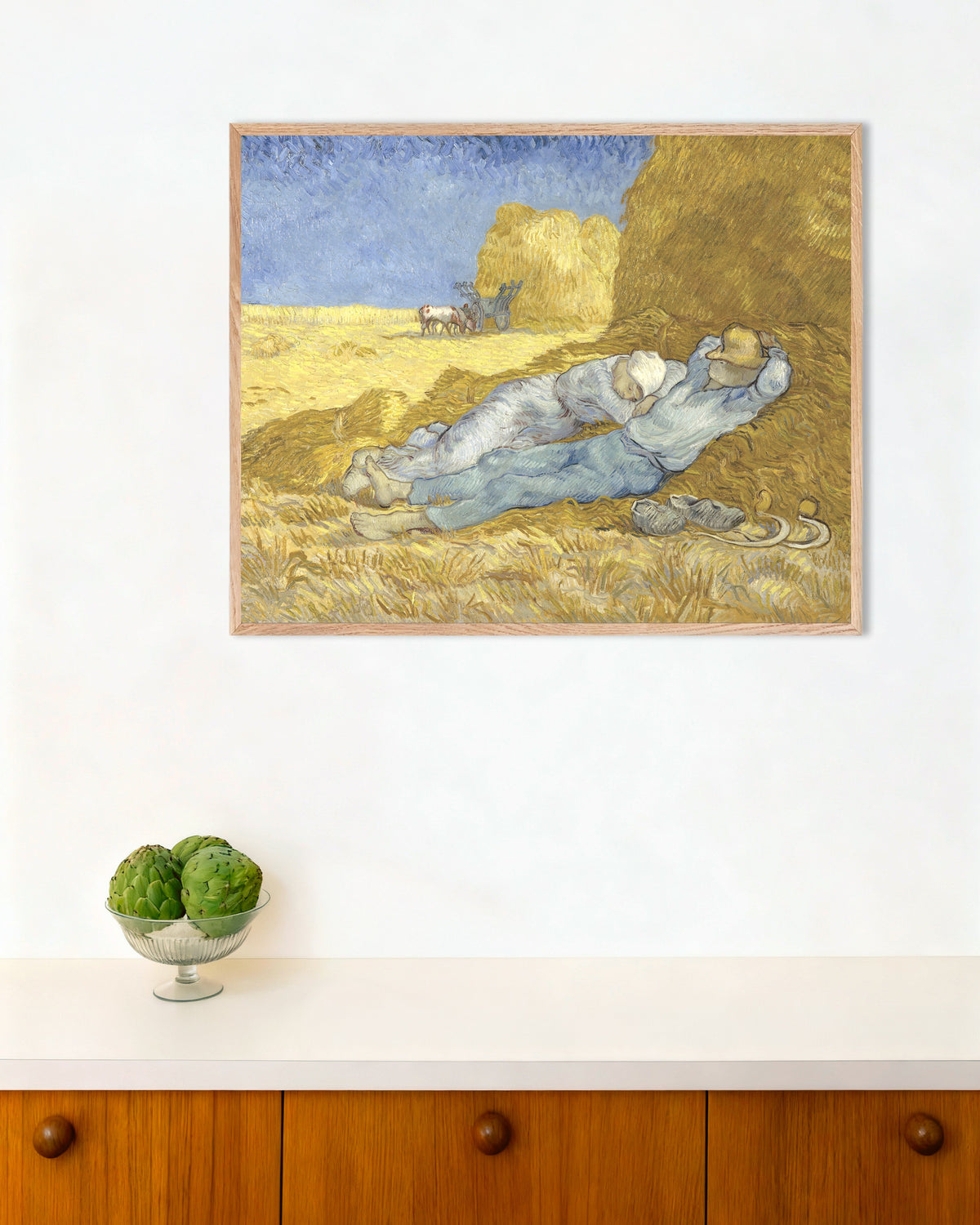 Póster de La siesta, según Millet (1890), de Vincent van Gogh, con marco de madera natural