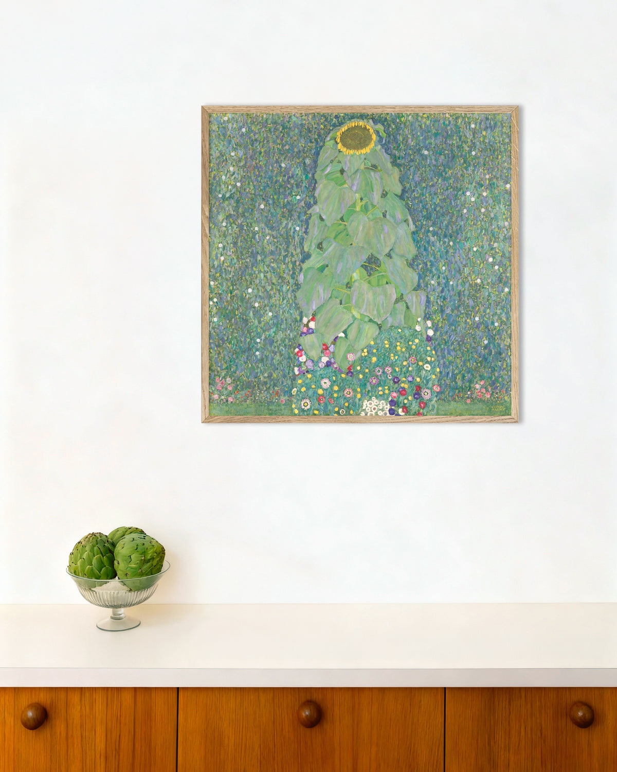 Póster El girasol (1907–1908), de Gustav Klimt, con marco de madera natural