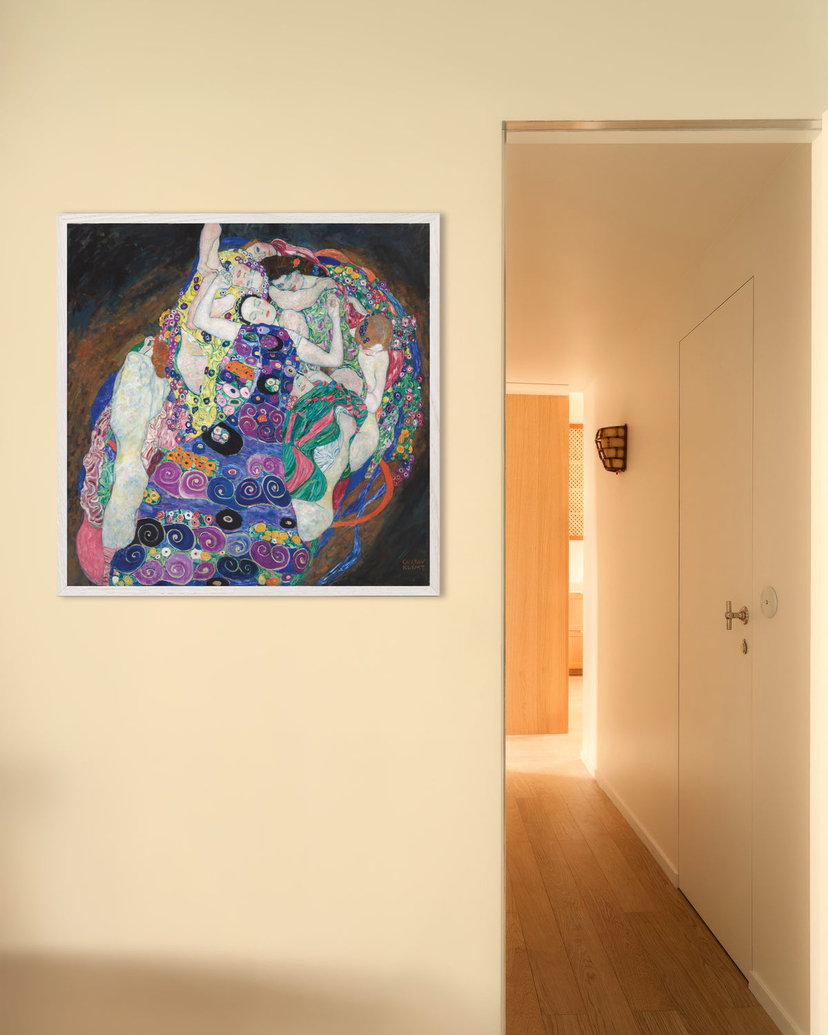 Póster La virgen (1913), de Gustav Klimt, con marco de madera blanca