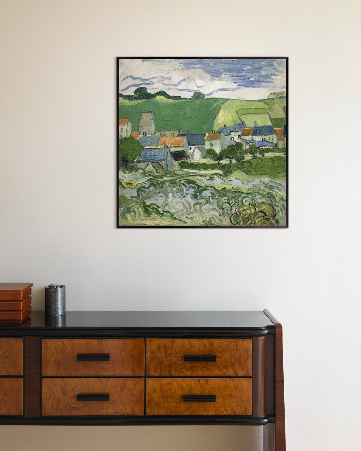 Póster de Vista de Auvers (1890), de Vincent van Gogh, con marco metálico