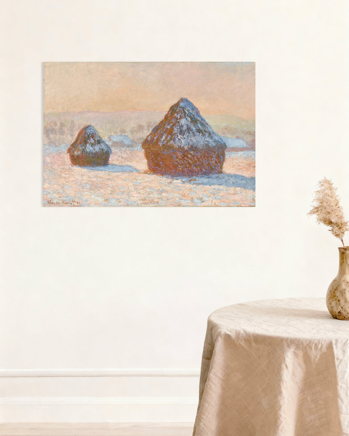 Póster Almiares, efecto de nieve, mañana (1891), de Claude Monet