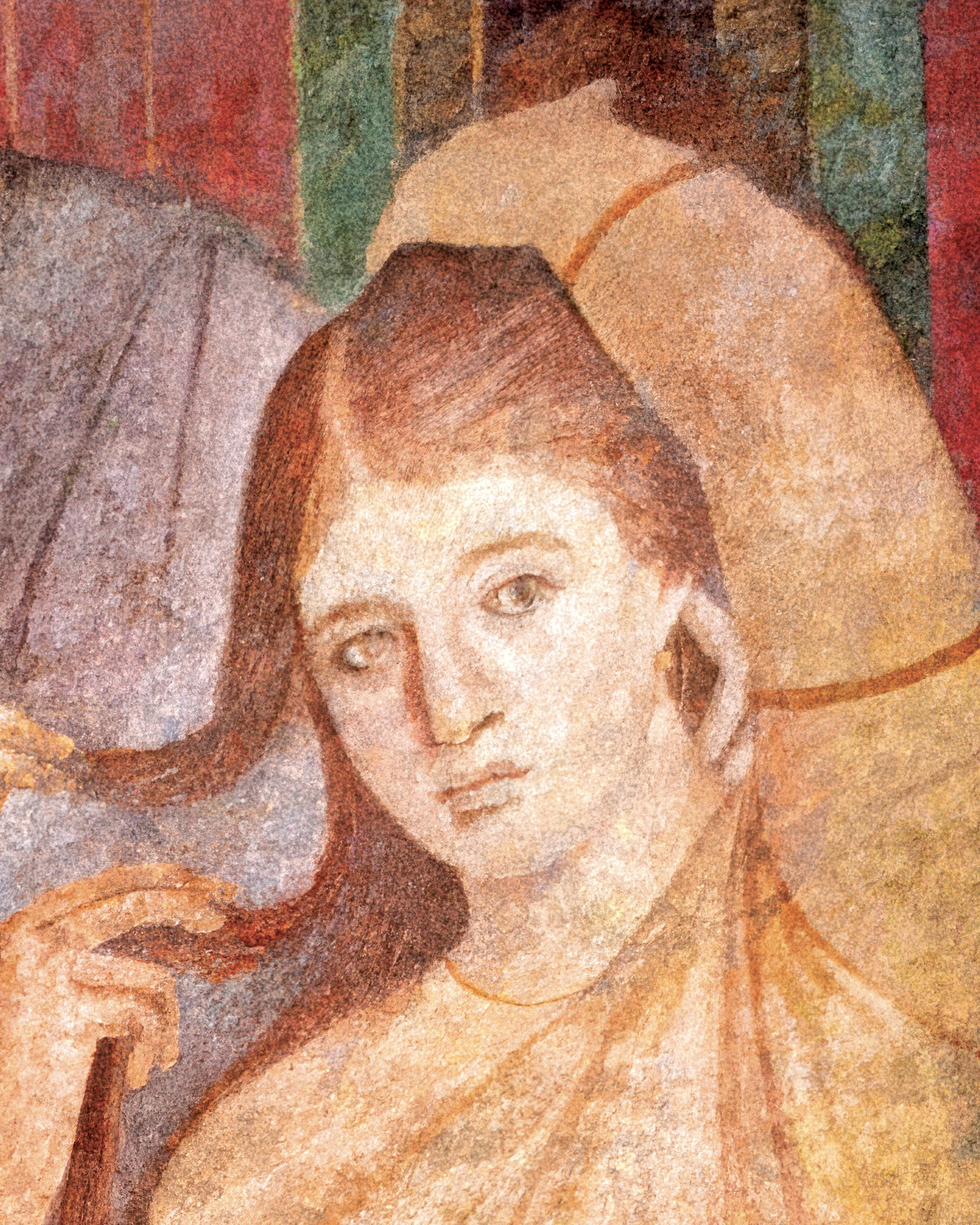 Mujer peinándose póster fresco