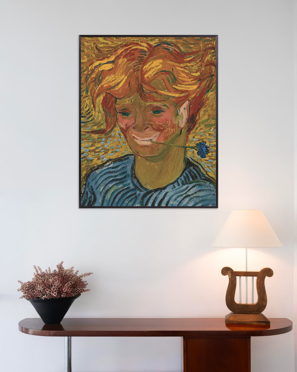 Póster de Joven con aciano (1890), de Vincent van Gogh, con marco metálico