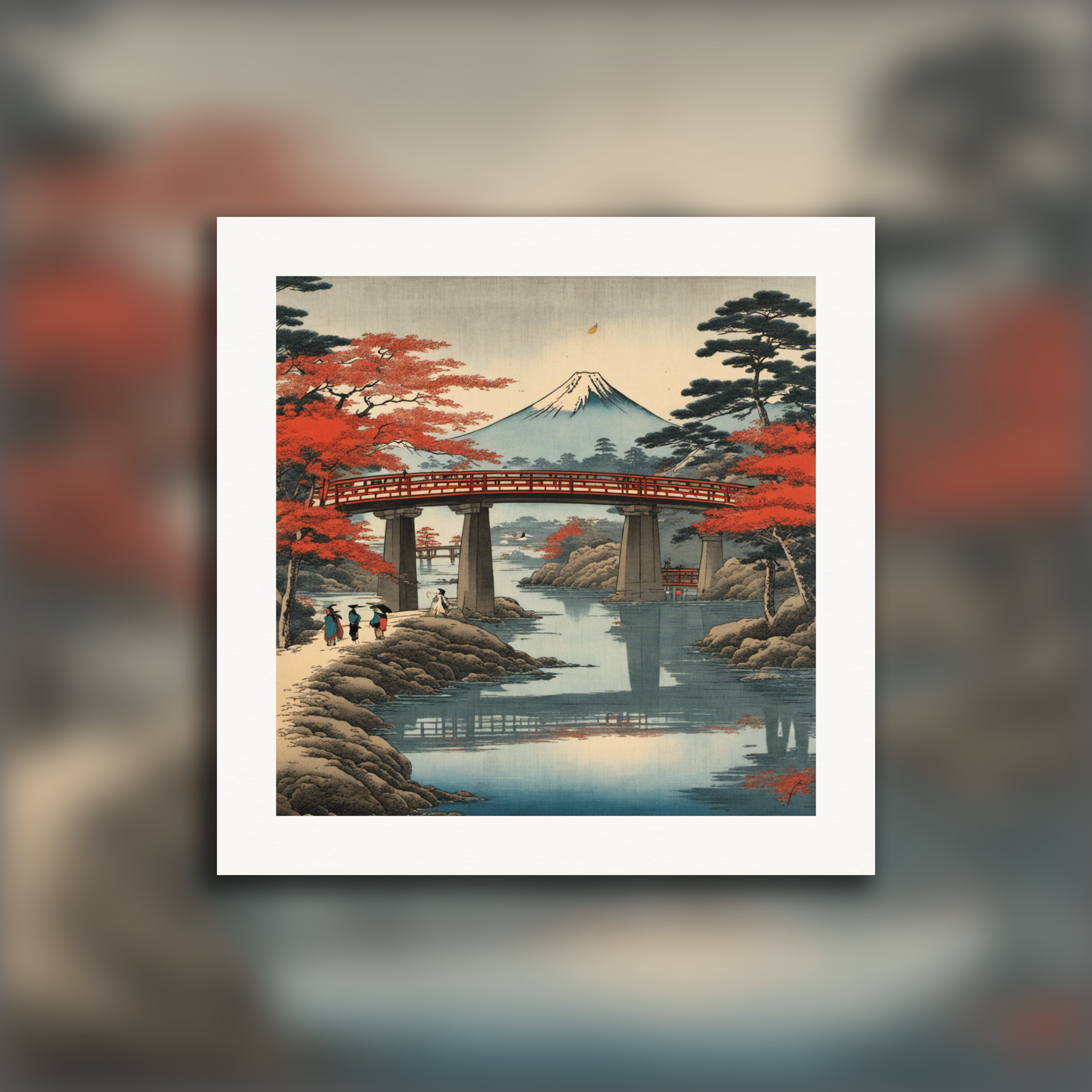 Hiroshige atmósfera, monte Fuji - Póster