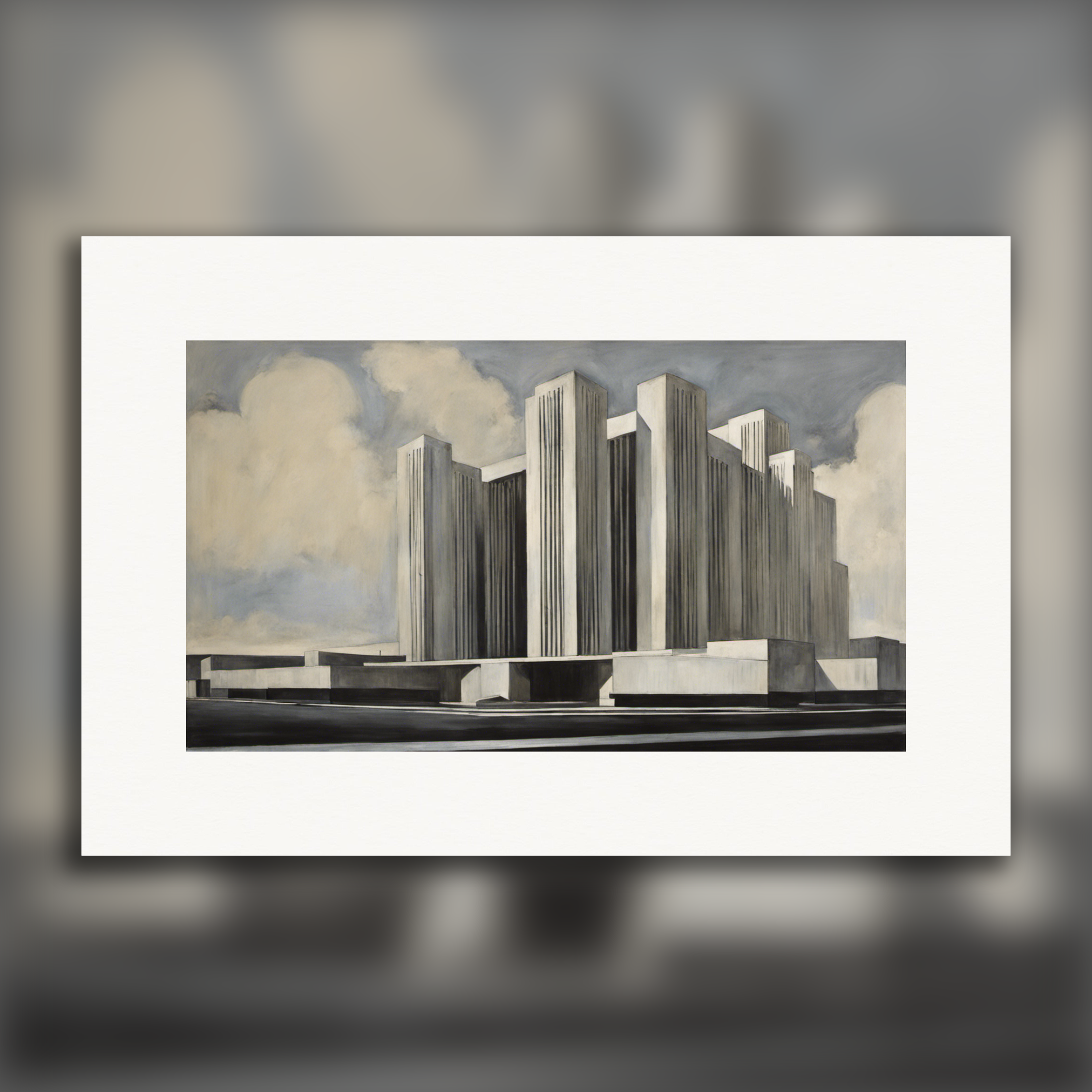 Retratos expresionistas andróginos americanos de principios del siglo XX, arquitectura brutalista - Póster