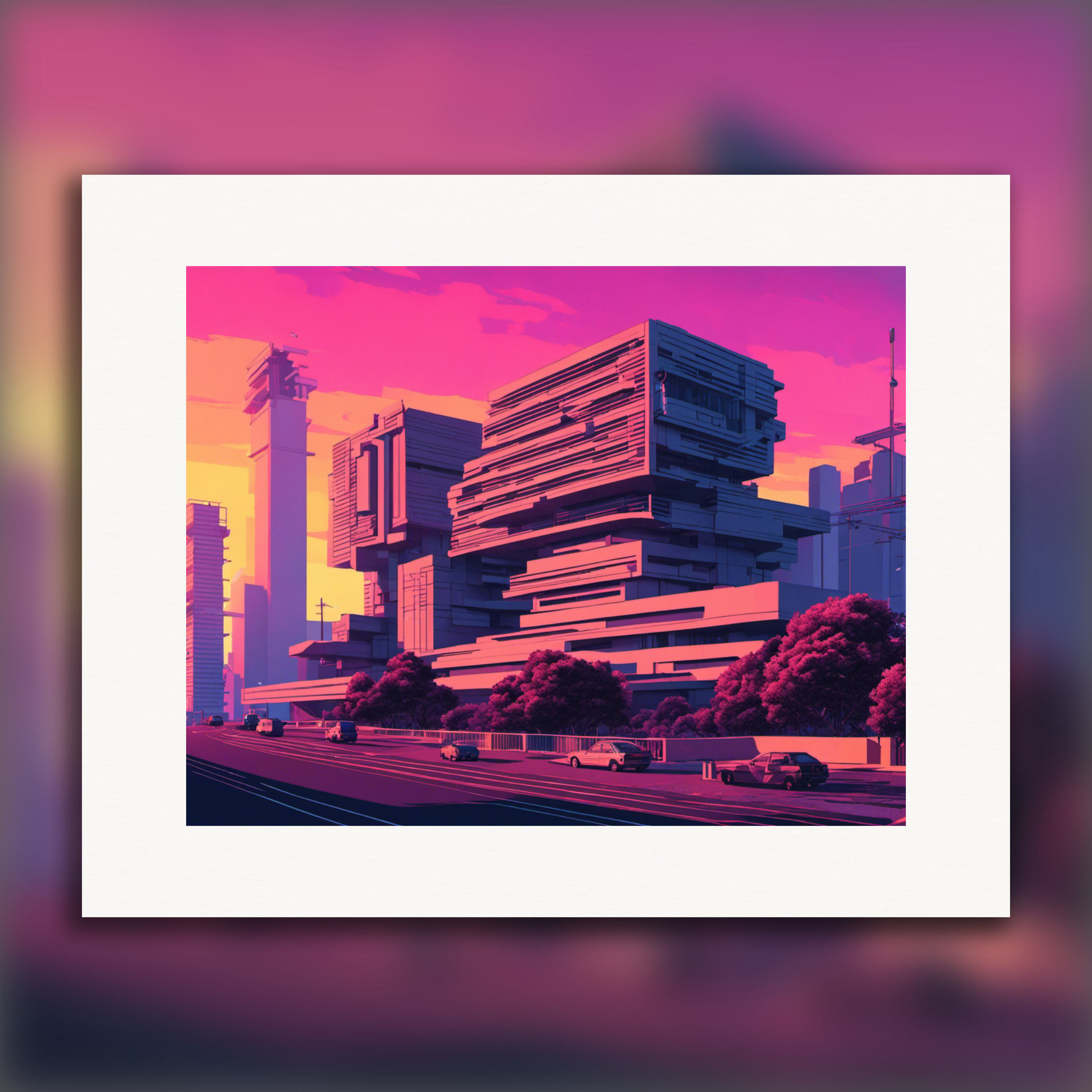 Vaporwave, arquitectura brutalista - Póster