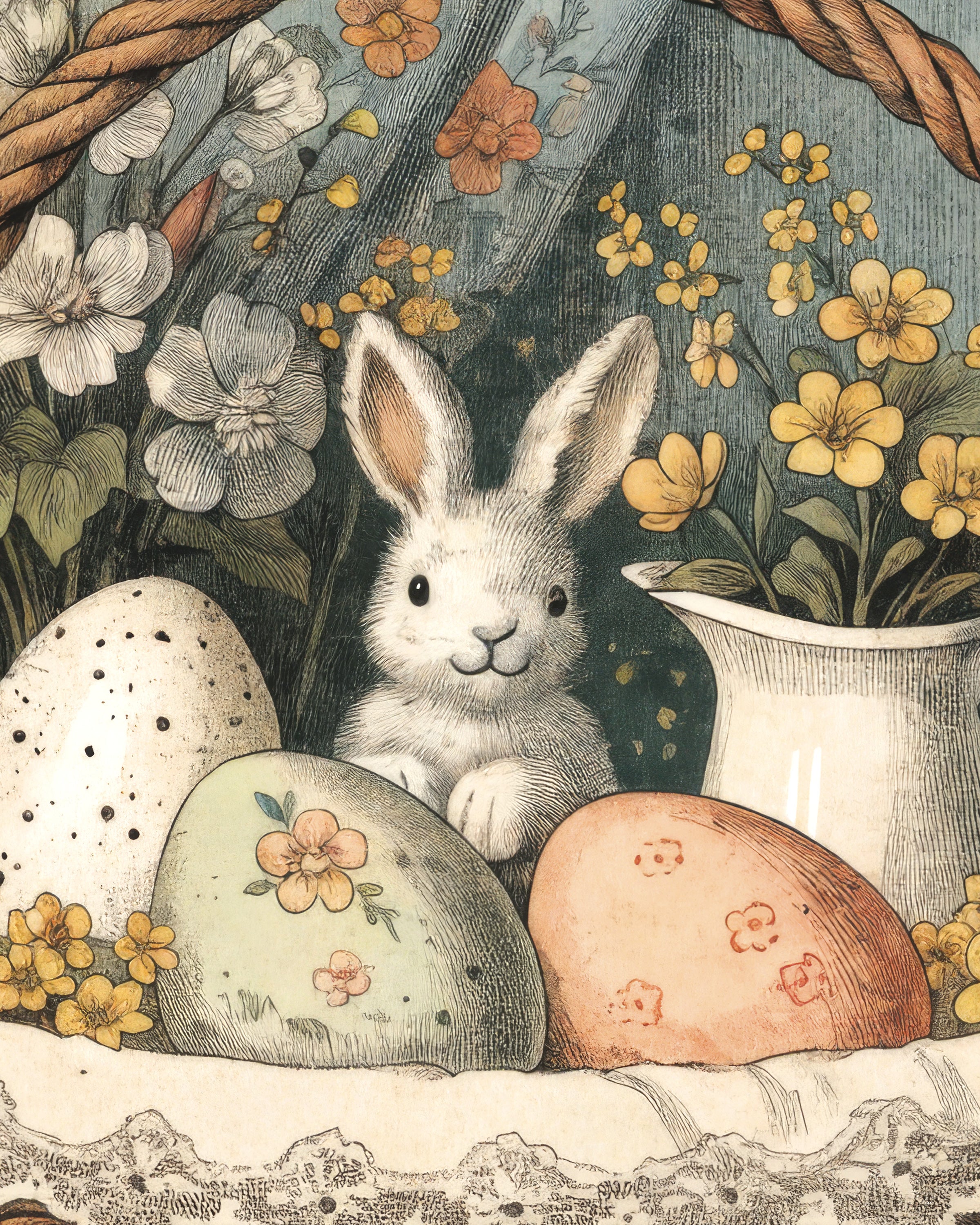 Póster Conejito de la Cesta de Pascua