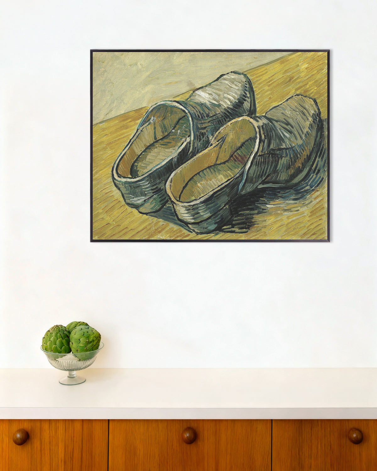 Póster de Un par de zuecos de cuero (1888), de Vincent van Gogh, con marco metálico