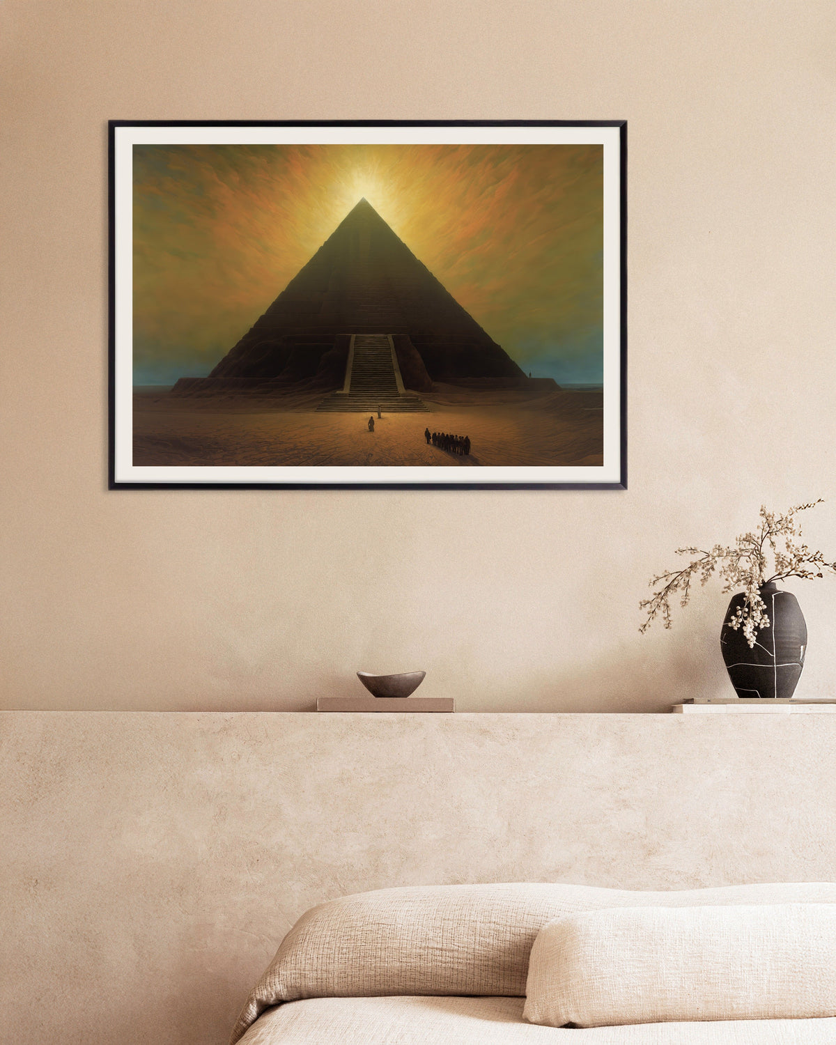 Póster de Atmosférico, oscuro y místico, la Gran Pirámide, con marco metálico