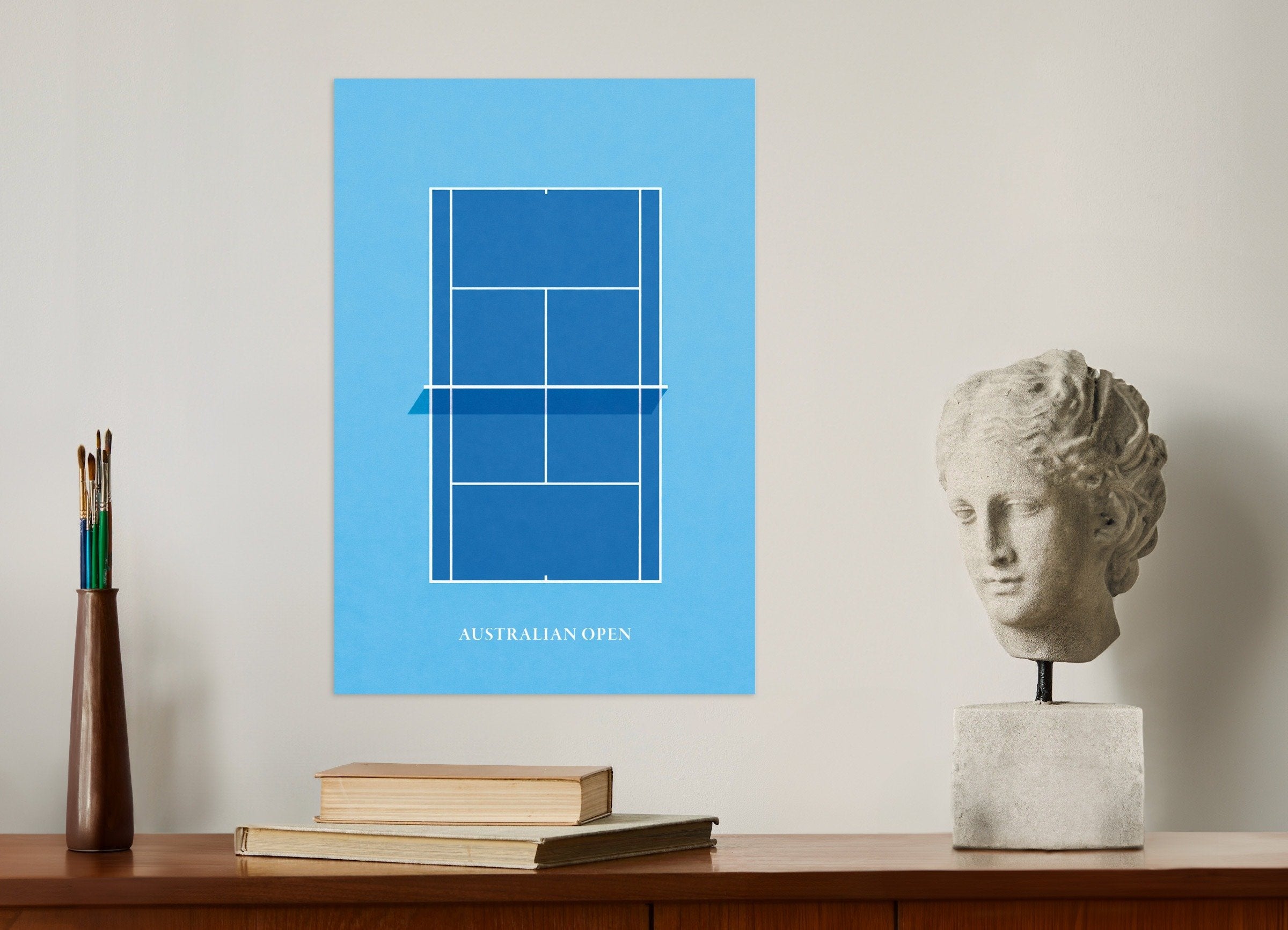 Poster of Australian Open tennis poster – Minimalist blue court art print