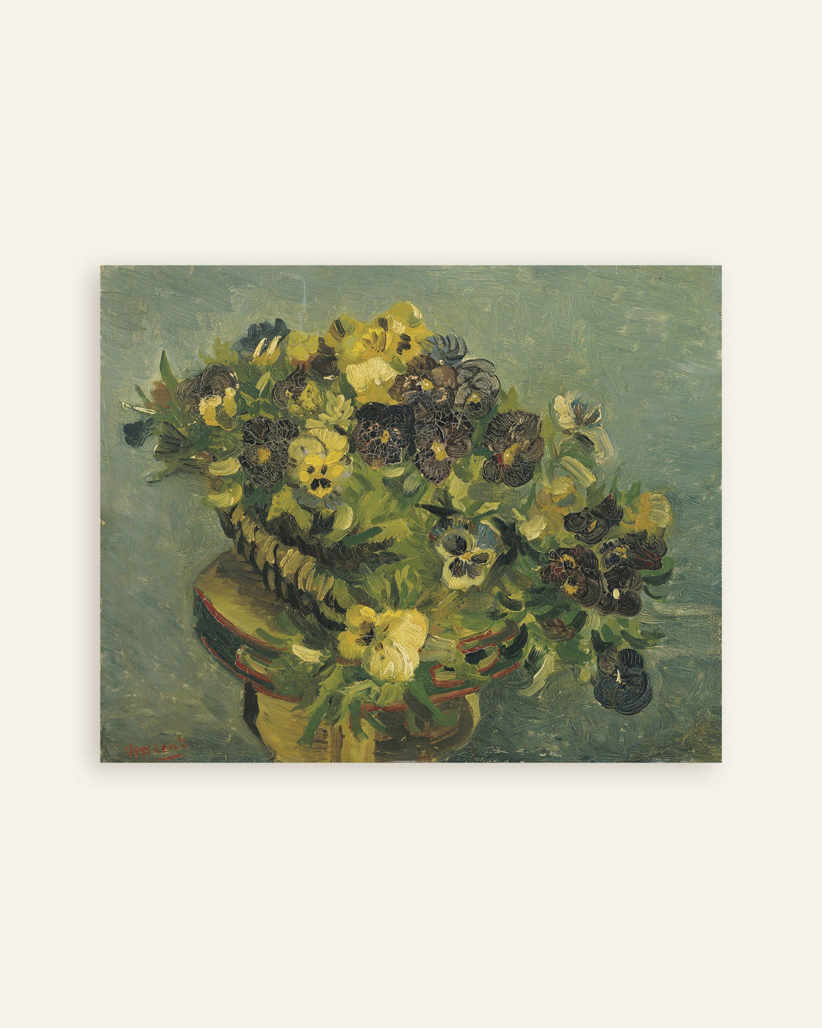 Póster de Cesto de pensamientos sobre una mesita (1887), de Vincent van Gogh, en miniatura