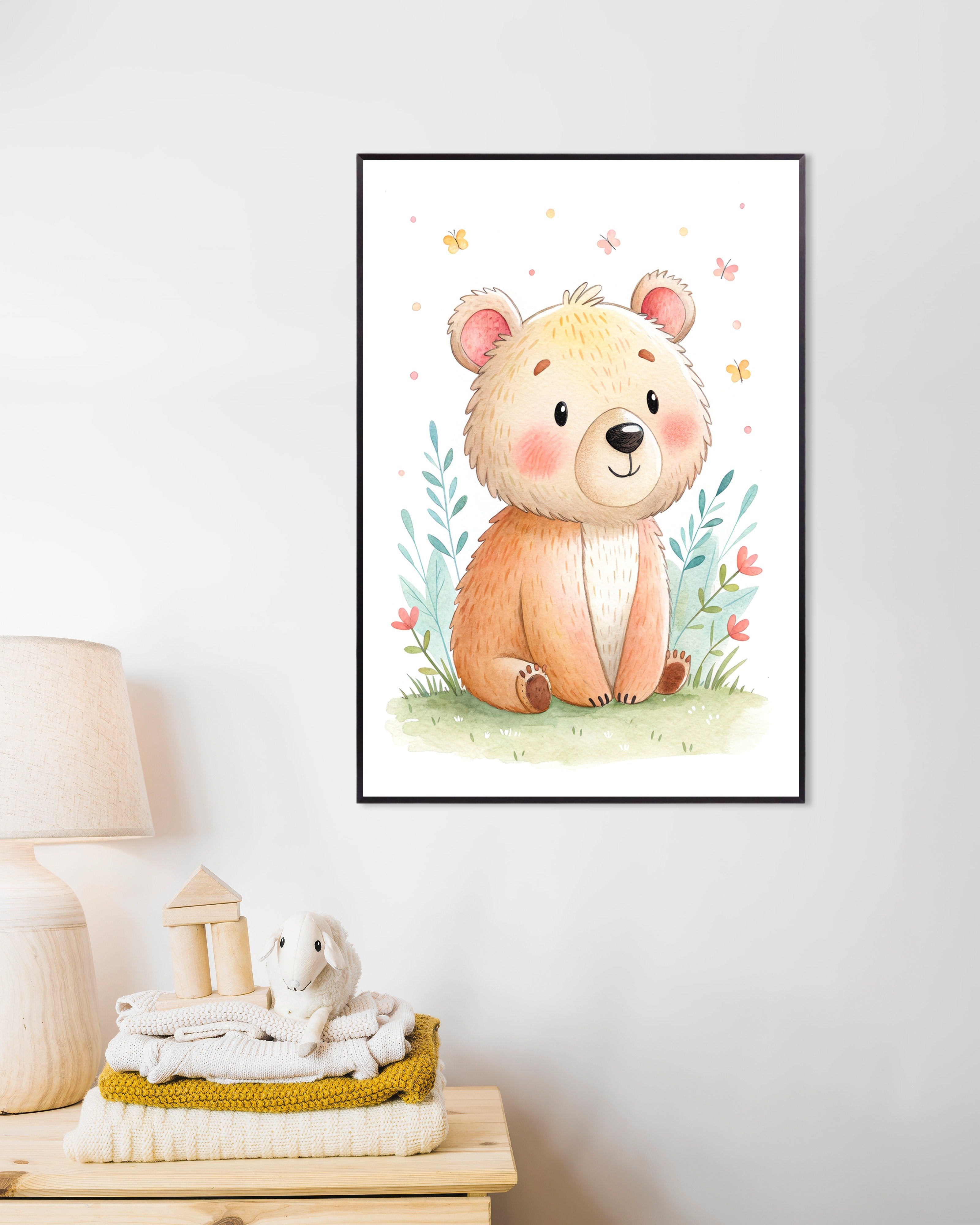 Poster of Bear Poster – Nursery Wall Art, with metal frame
