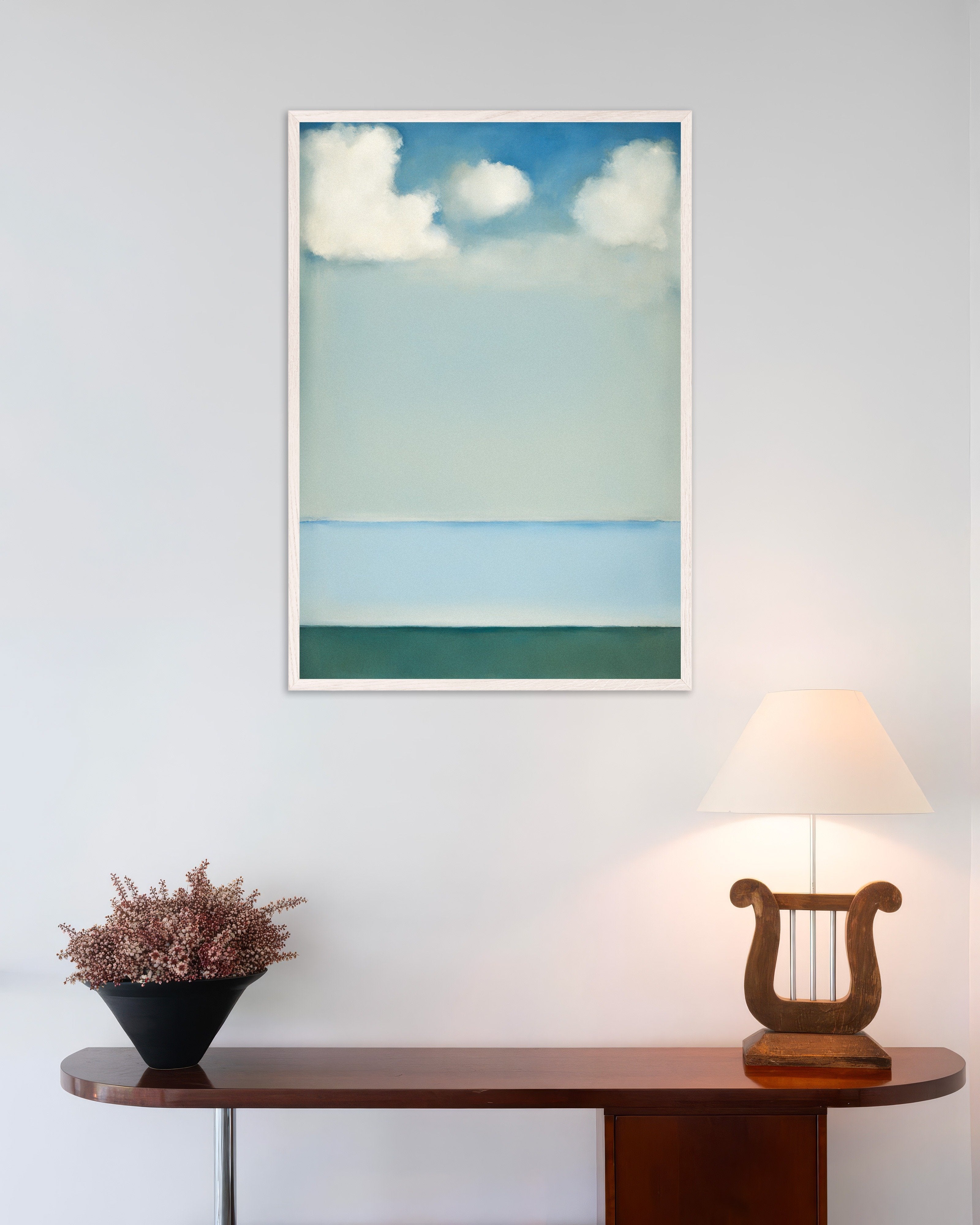 Poster of Blue horizon poster, with white wooden frame