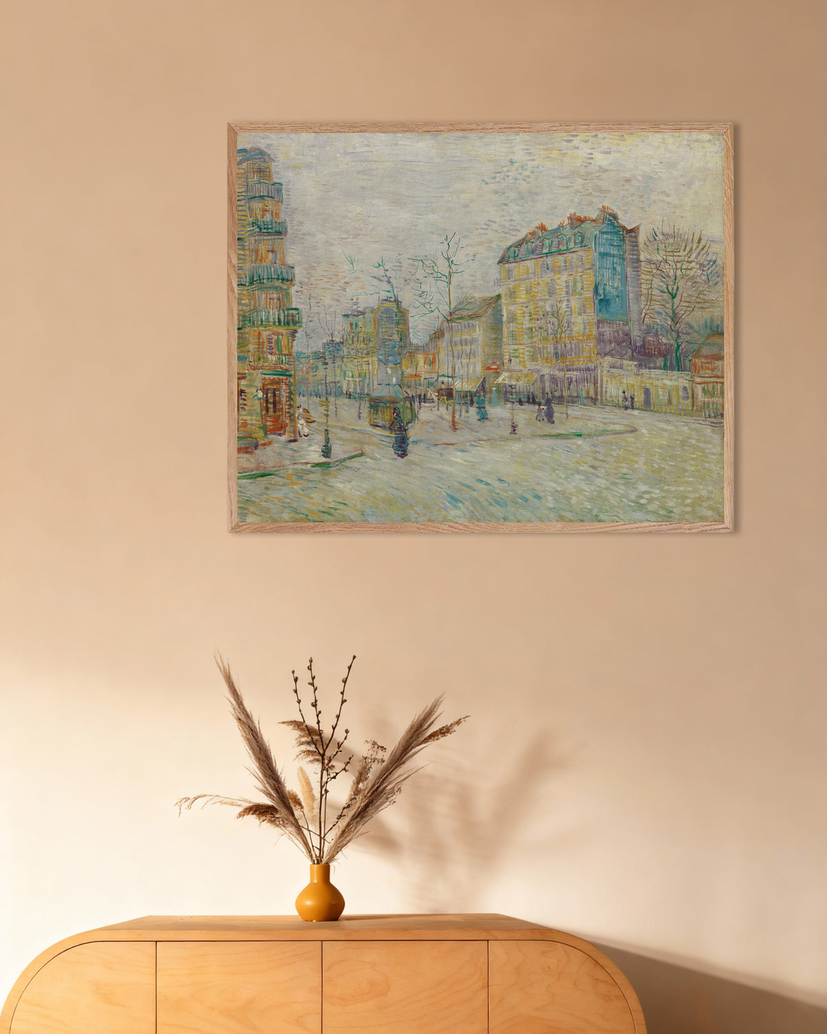 Póster de Boulevard de Clichy (1887), de Vincent van Gogh, con marco de madera natural