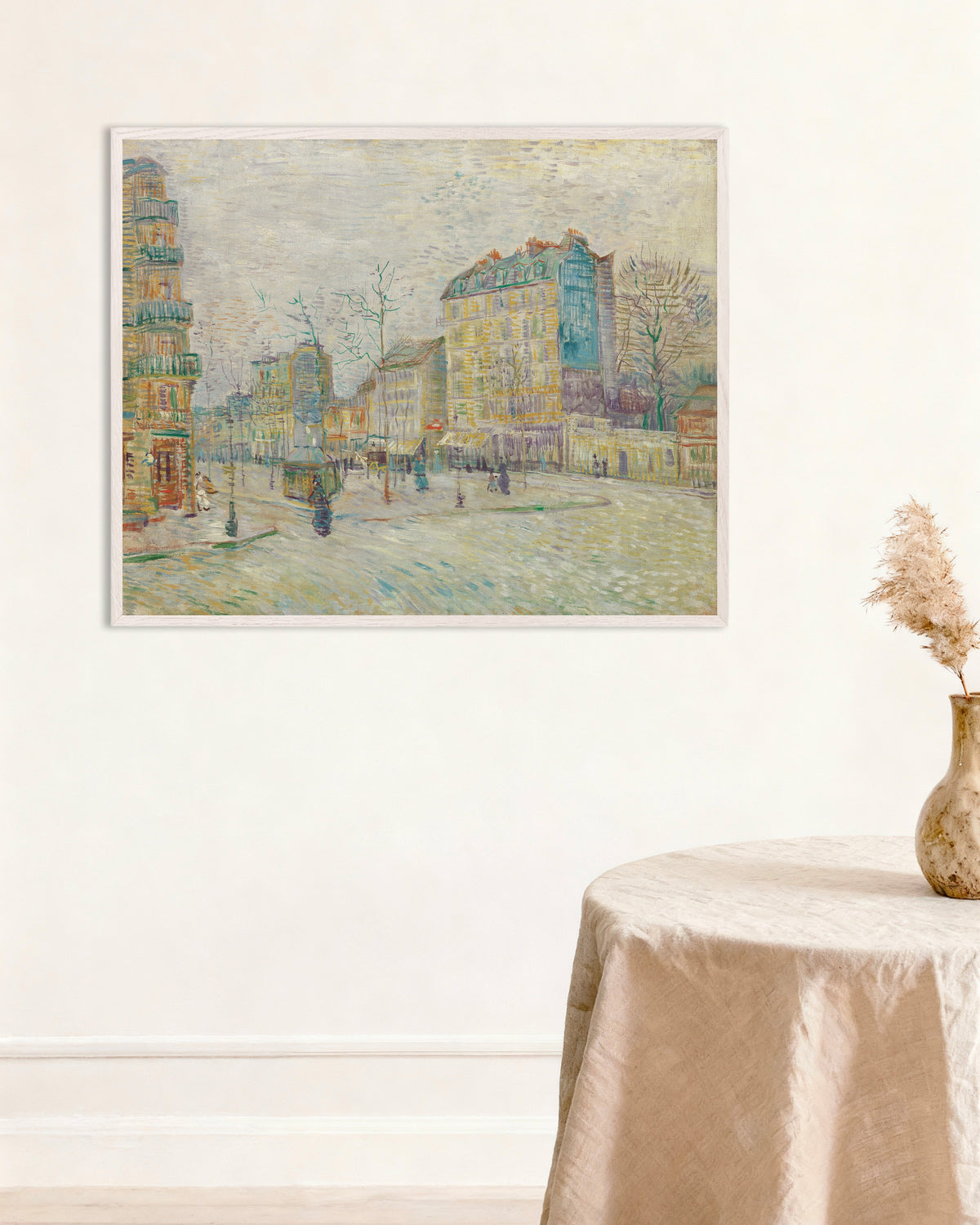 Póster de Boulevard de Clichy (1887), de Vincent van Gogh, con marco de madera blanca