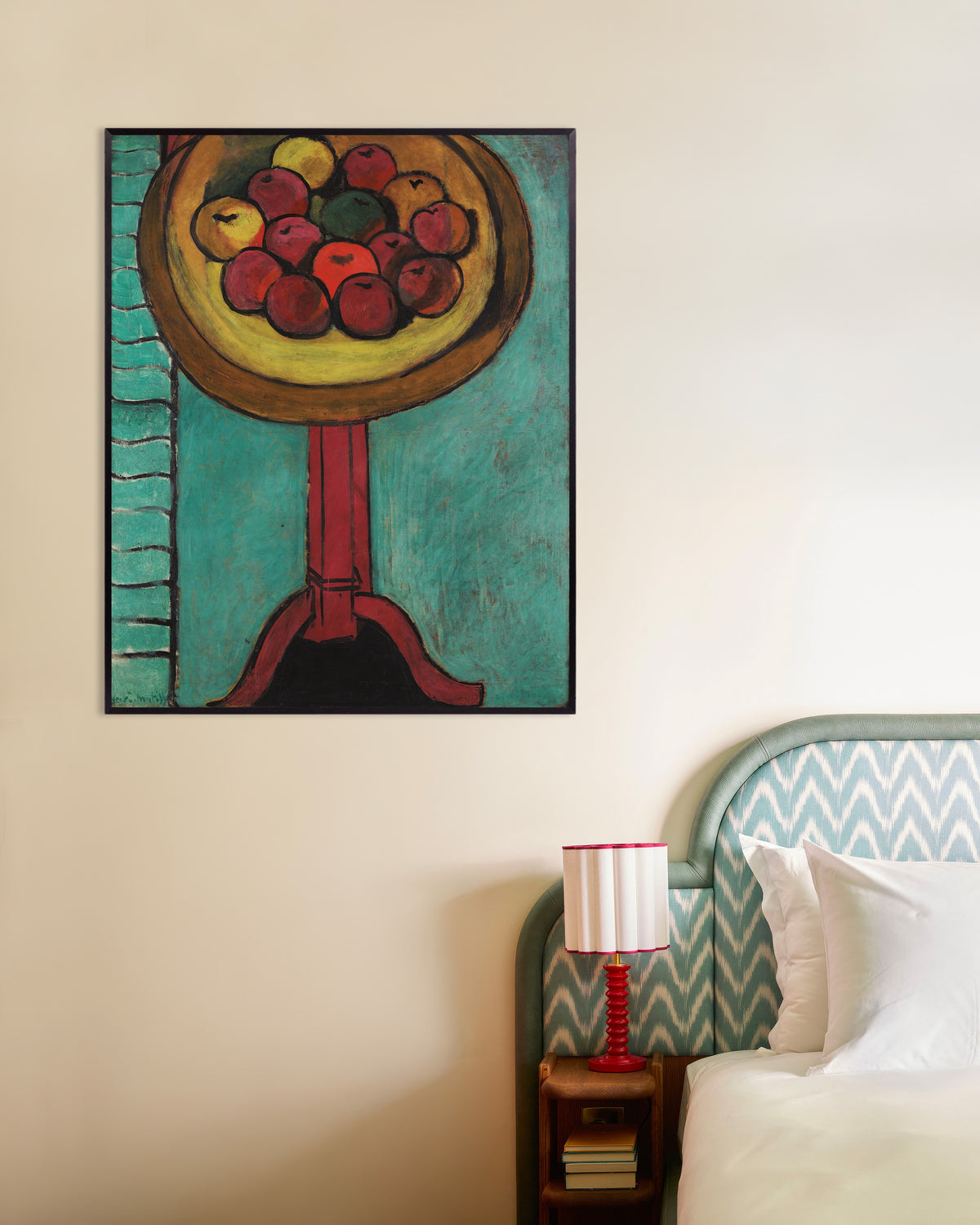 Póster de Cuenco de manzanas sobre una mesa (1916), de Henri Matisse, con marco metálico