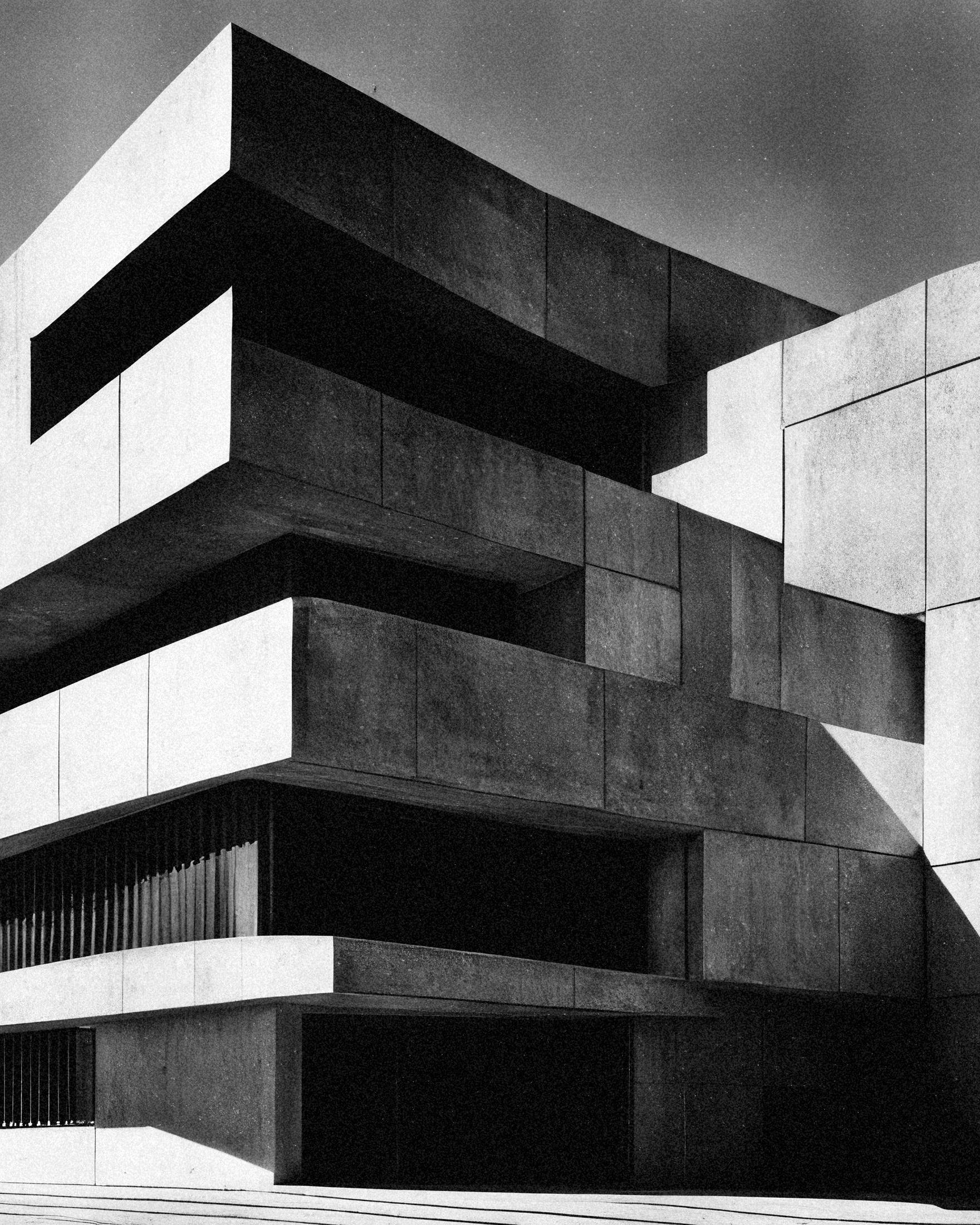 Póster de arquitectura brutalista – Diseño moderno en hormigón