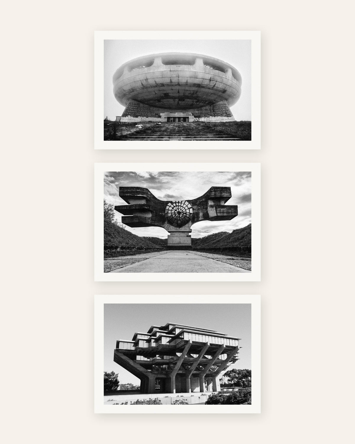 Pósters brutalistas, conjunto de 3: monumentos de hormigón, sin marco