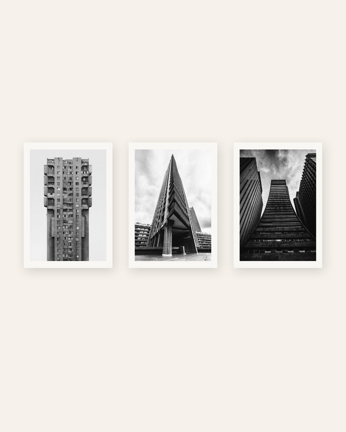 Pósters brutalistas, conjunto de 3: torres de hormigón, sin marco