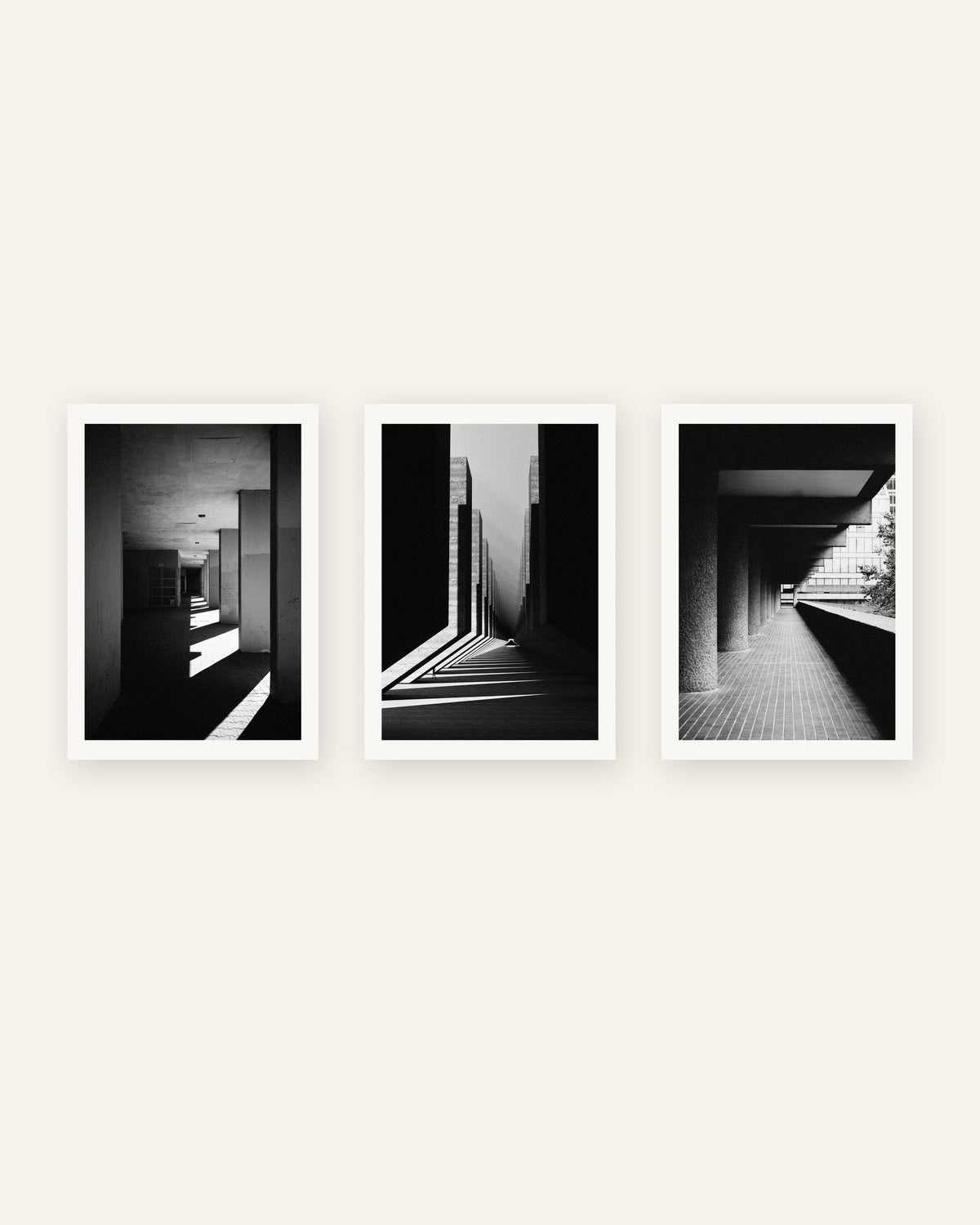Pósters brutalistas, conjunto de 3: luz y sombra, sin marco