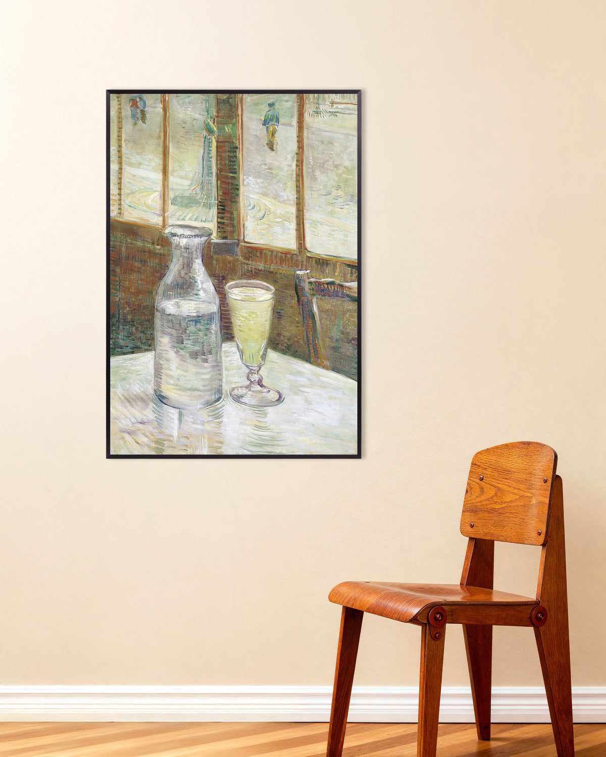 Póster de Mesa de café con absenta (1887), de Vincent van Gogh, con marco metálico