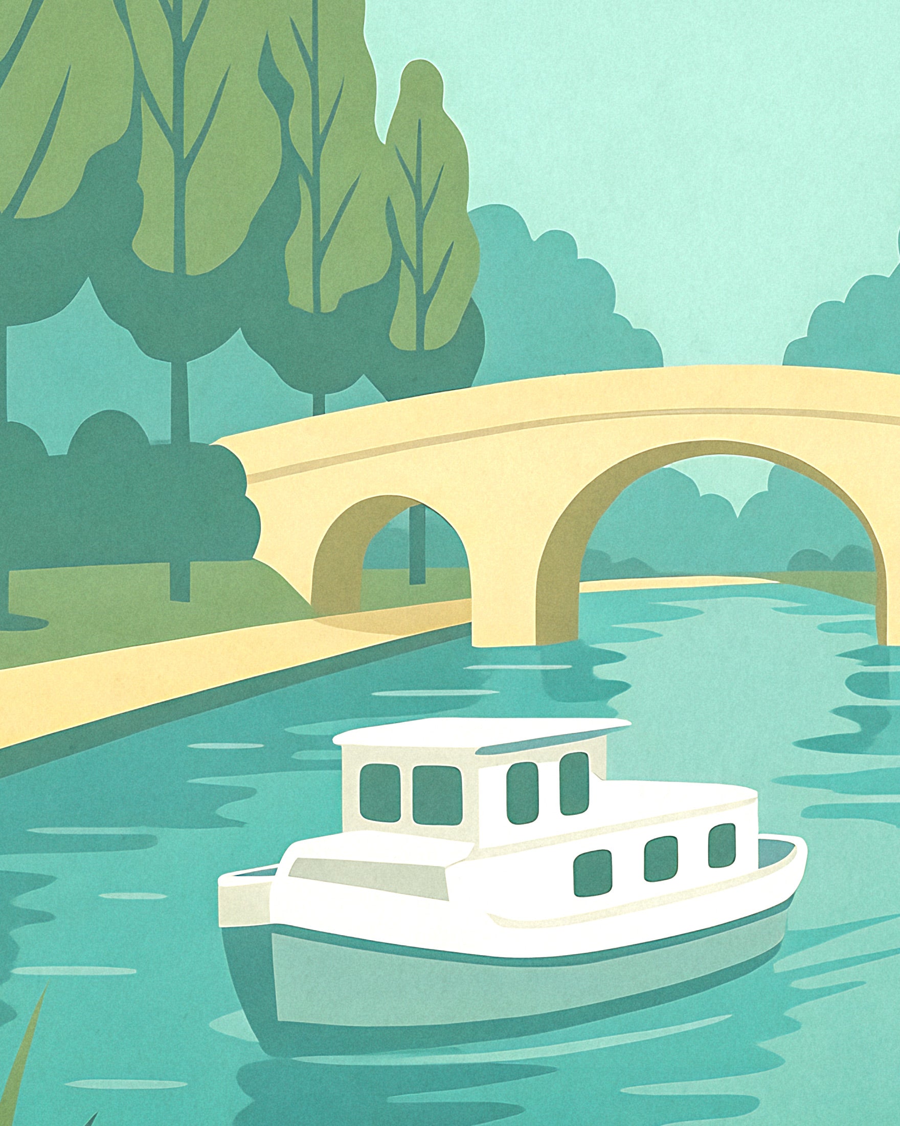 Póster de Viaje del Canal du Midi - Vía Fluvial Francesa