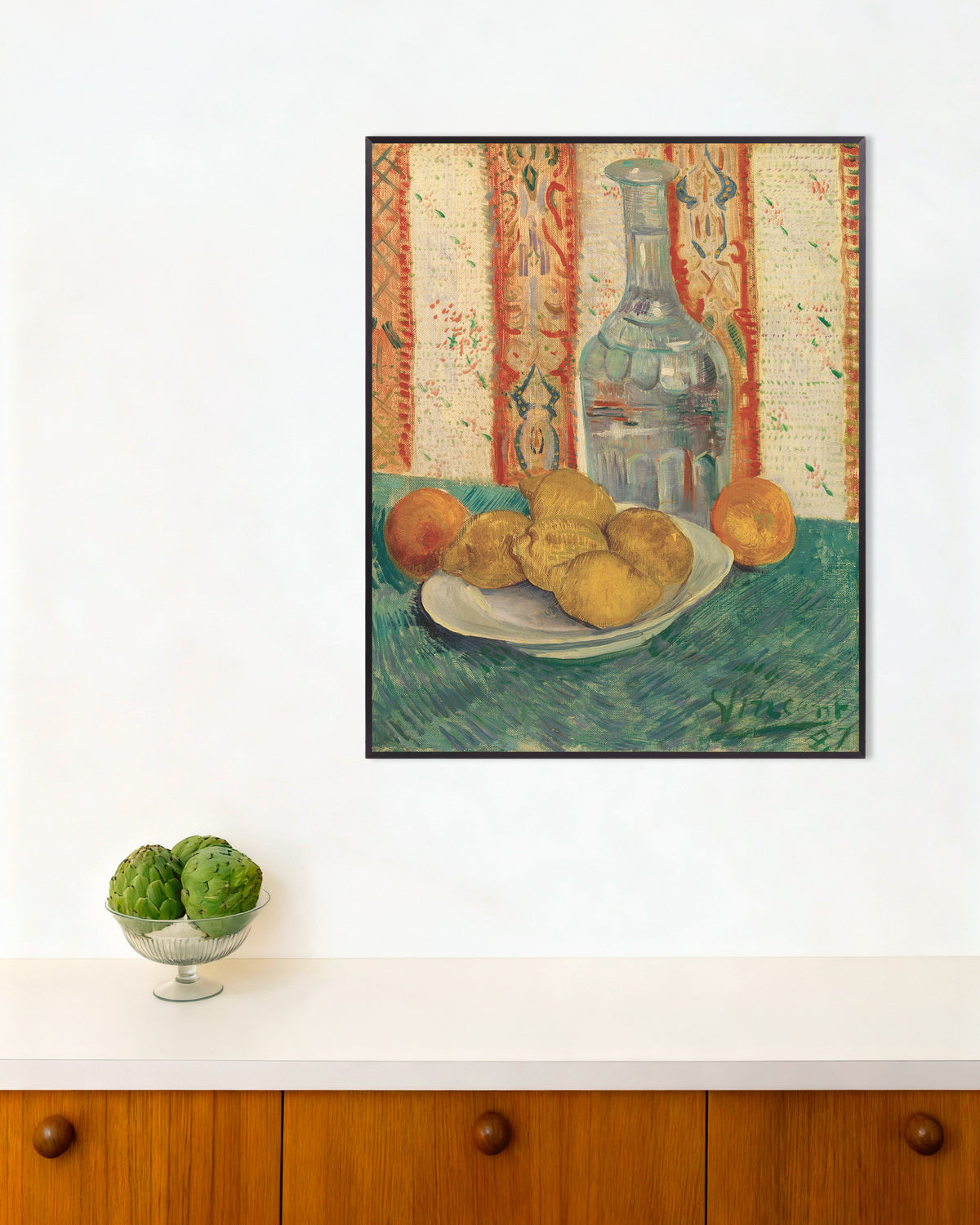 Póster de Jarra y plato con cítricos (1887), de Vincent van Gogh, con marco metálico