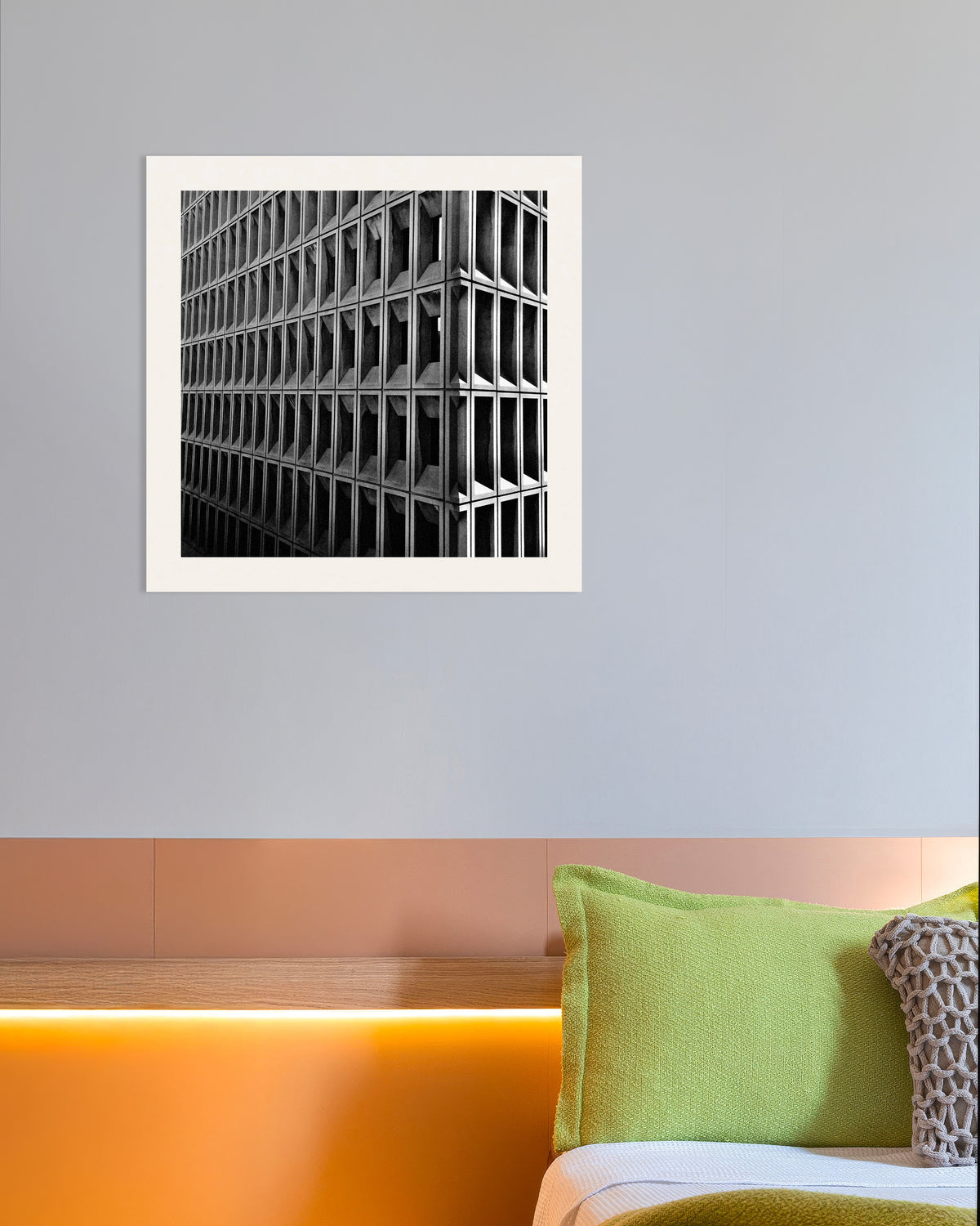 Póster «Esquina con cuadrícula de ventanas profundas»