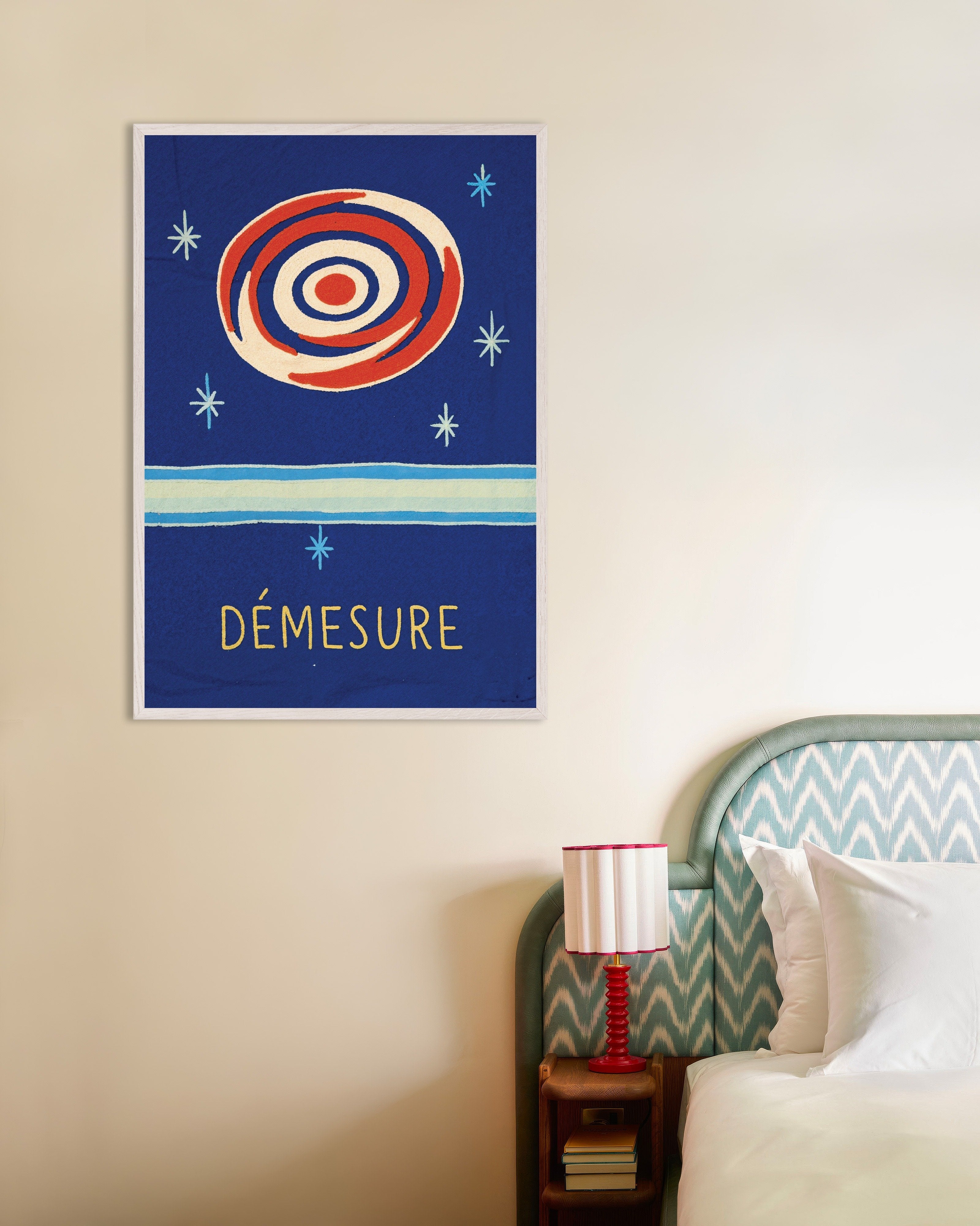 Poster of Démesure Cosmic Spiral Poster, with white wooden frame