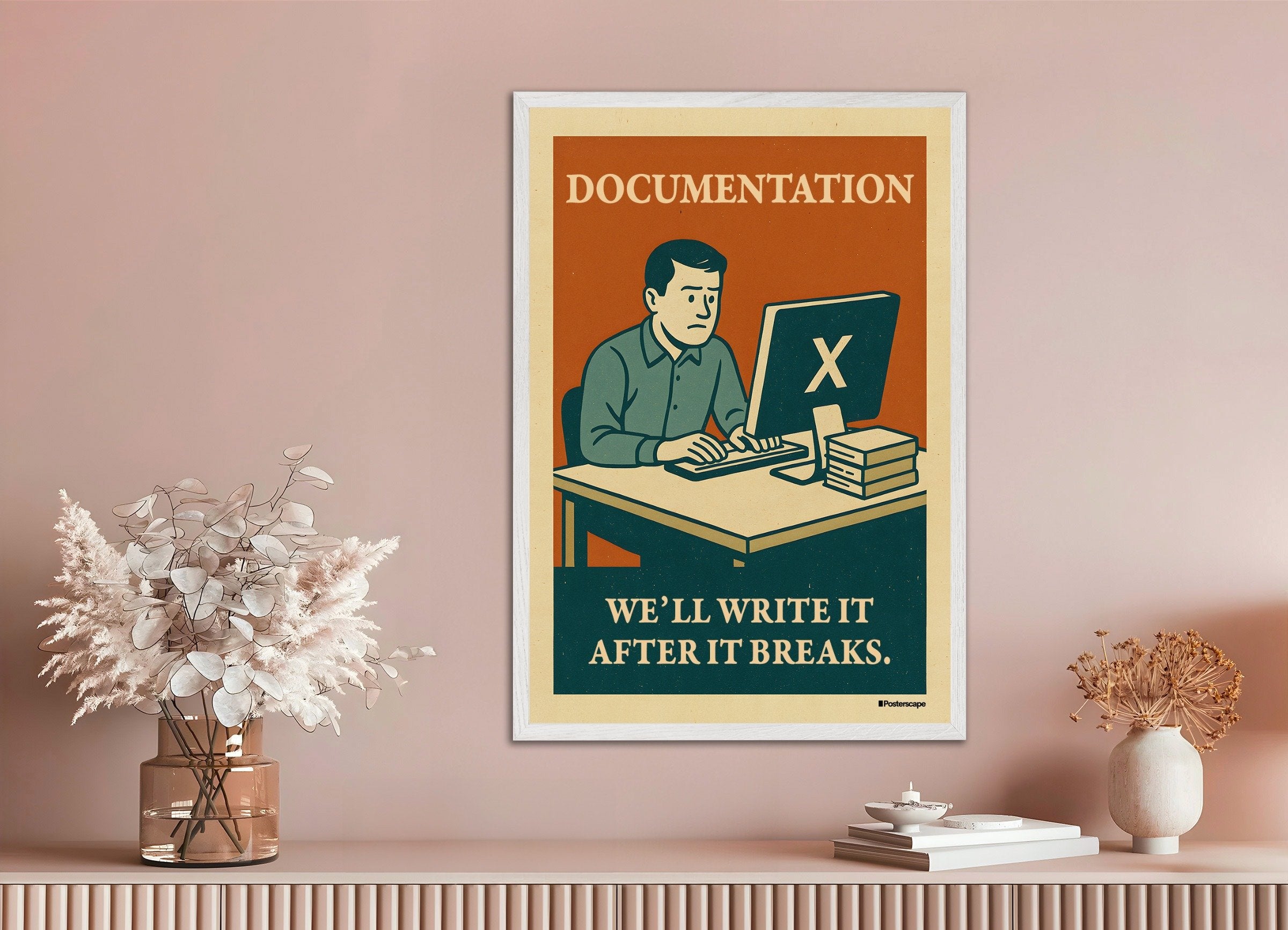 Poster of Documentation - Demotivational Poster, with white wooden frame